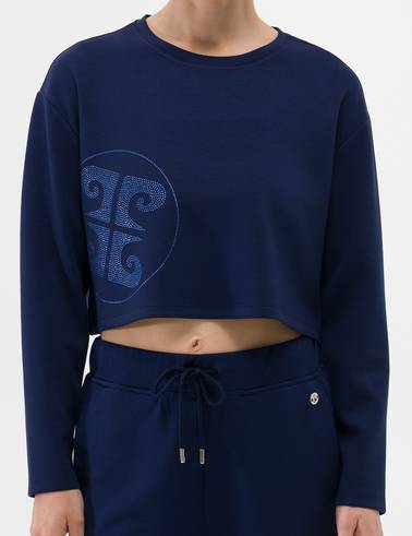 Lacivert Crop Top Sweatshirt