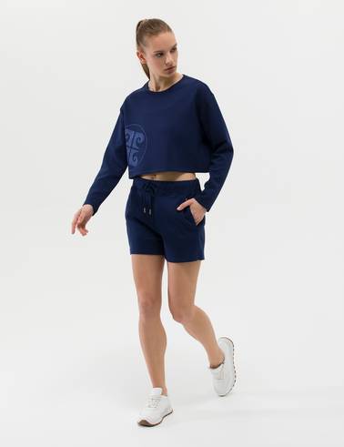 Lacivert Crop Top Sweatshirt