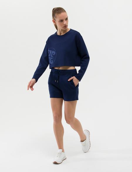 Lacivert Crop Top Sweatshirt - 50263679013