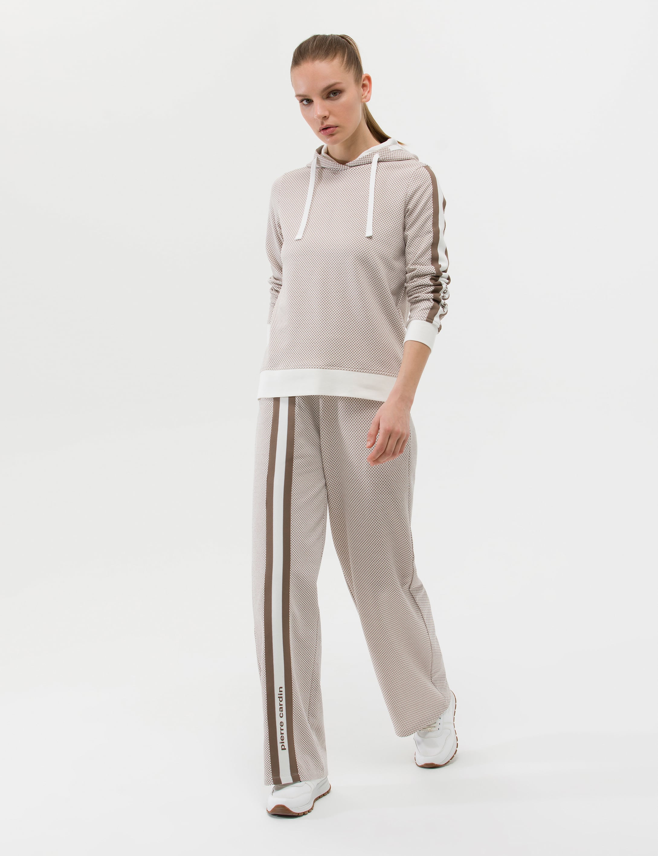 Krem Kapüşonlu Sweatshirt