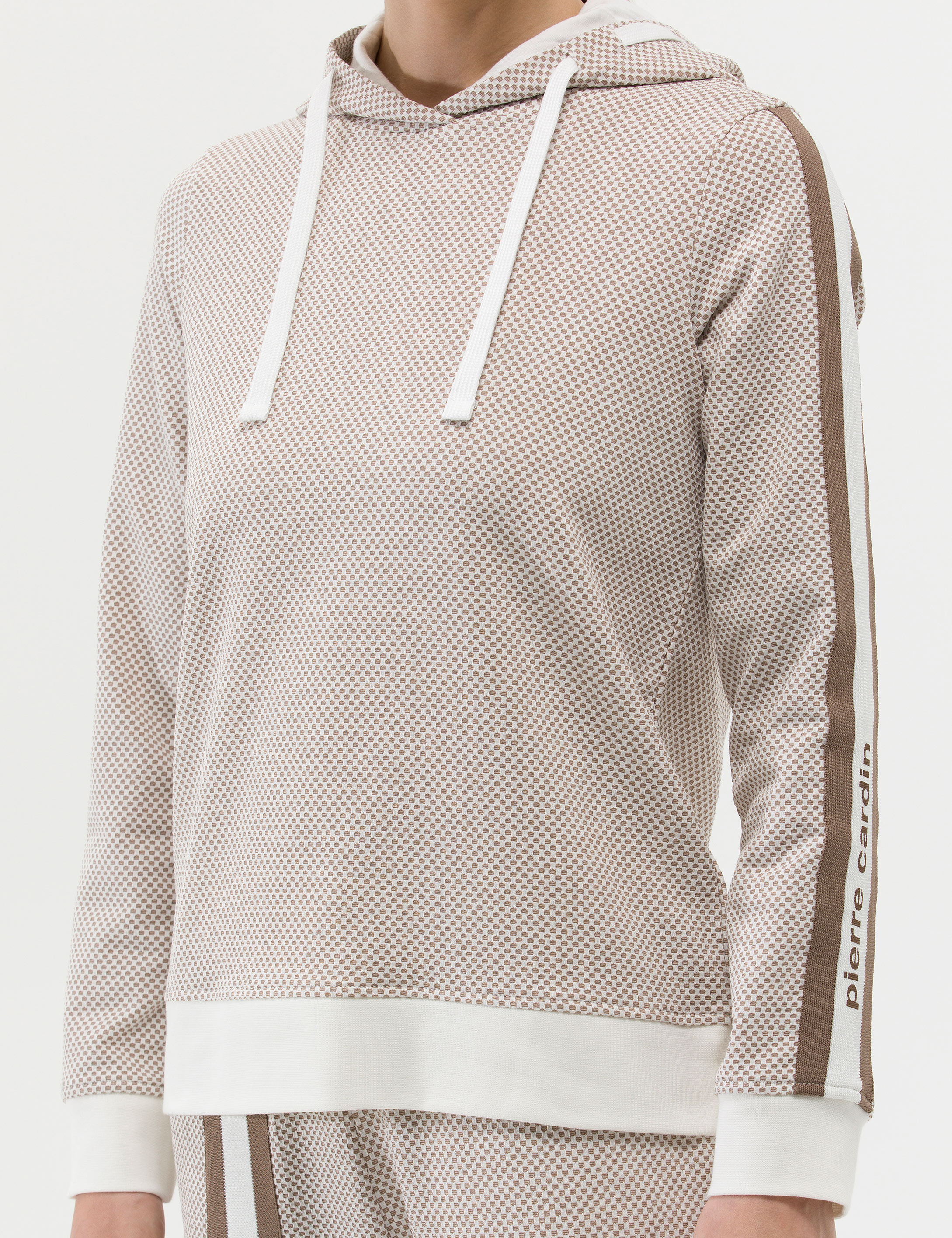 Krem Kapüşonlu Sweatshirt