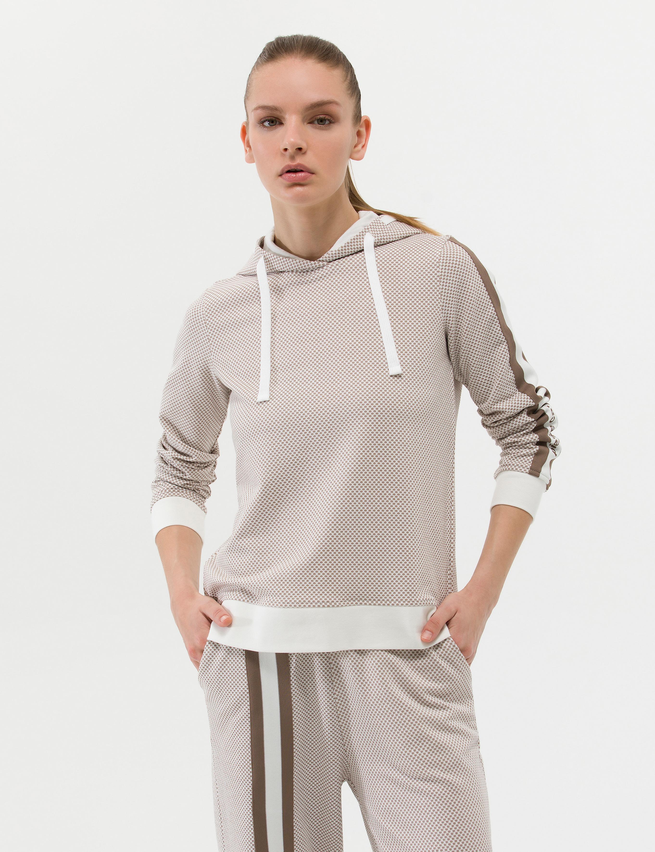 Krem Kapüşonlu Sweatshirt