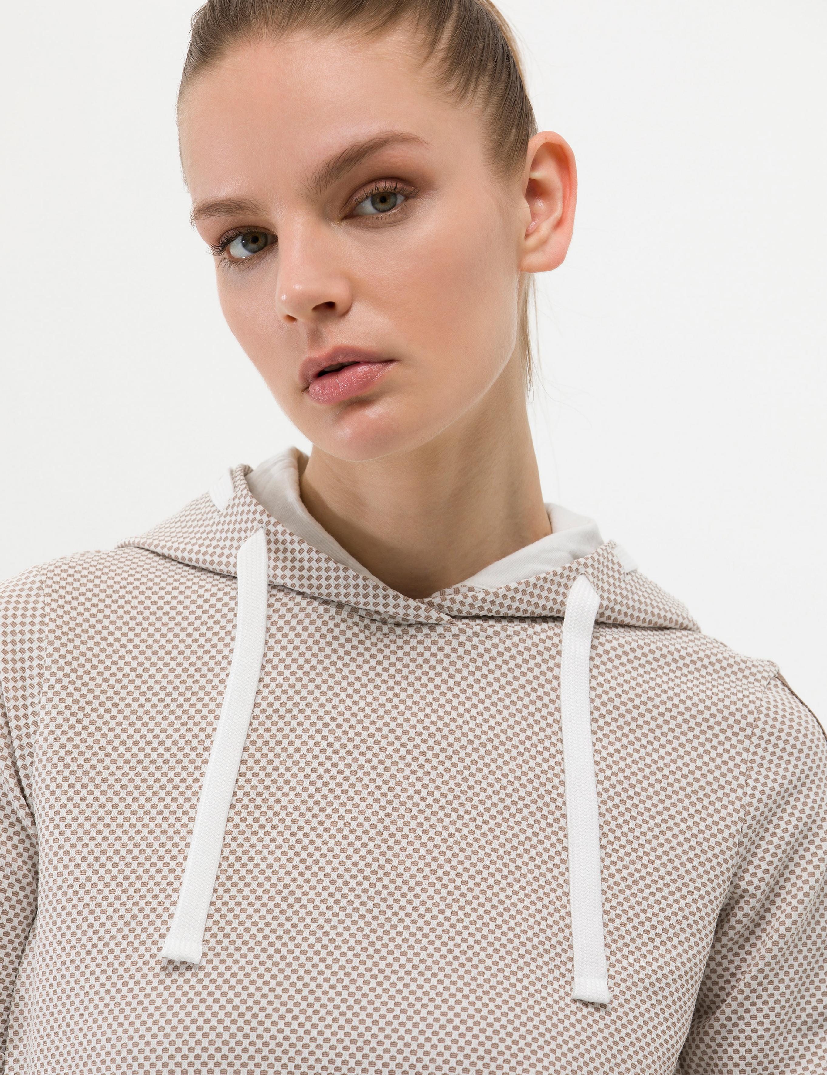 Krem Kapüşonlu Sweatshirt