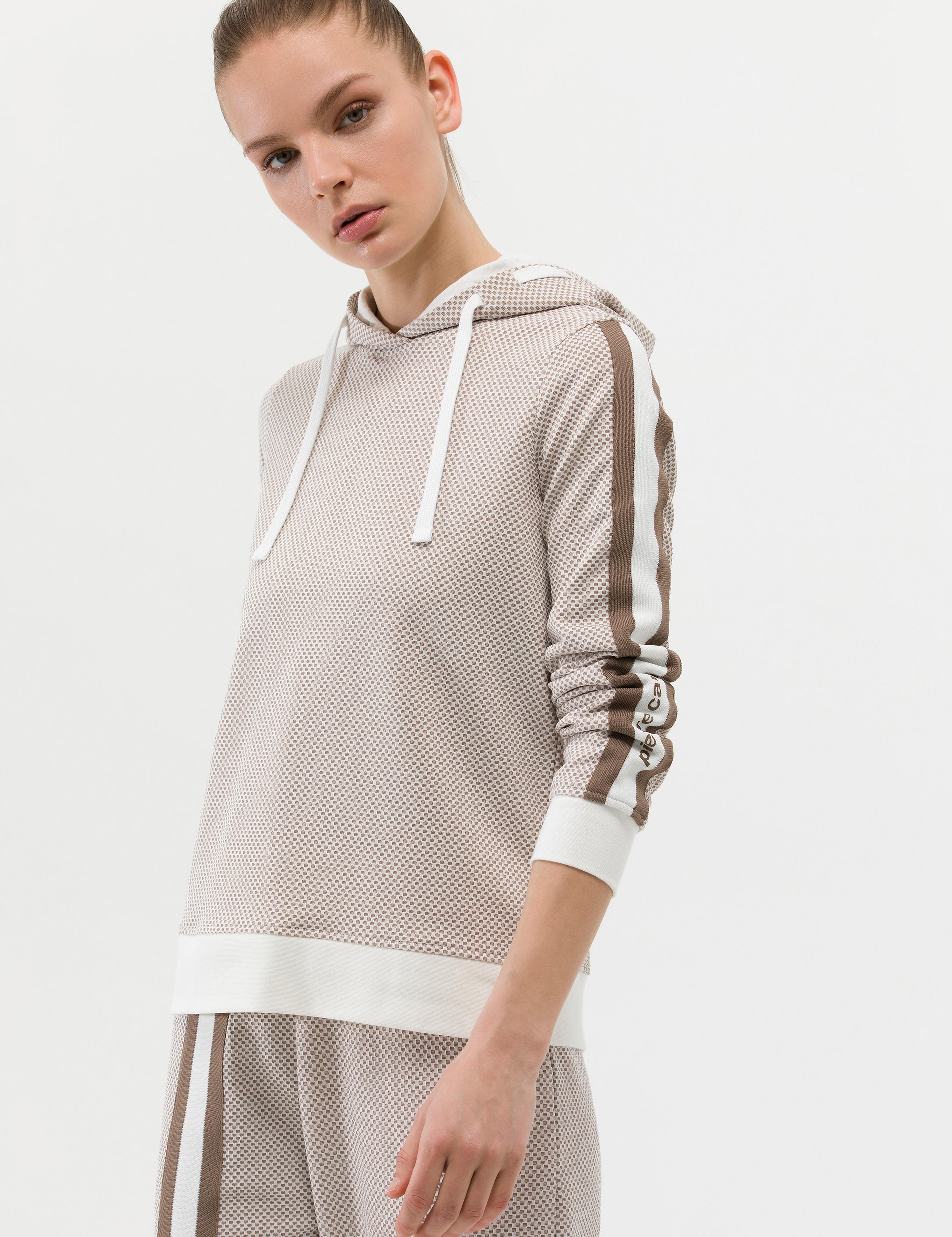 Krem Kapüşonlu Sweatshirt