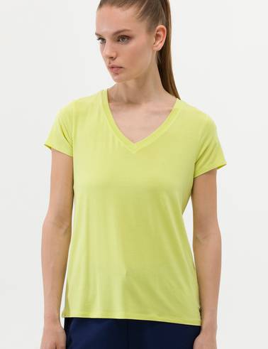 Yeşil Comfort Fit V Yaka Basic Tişört