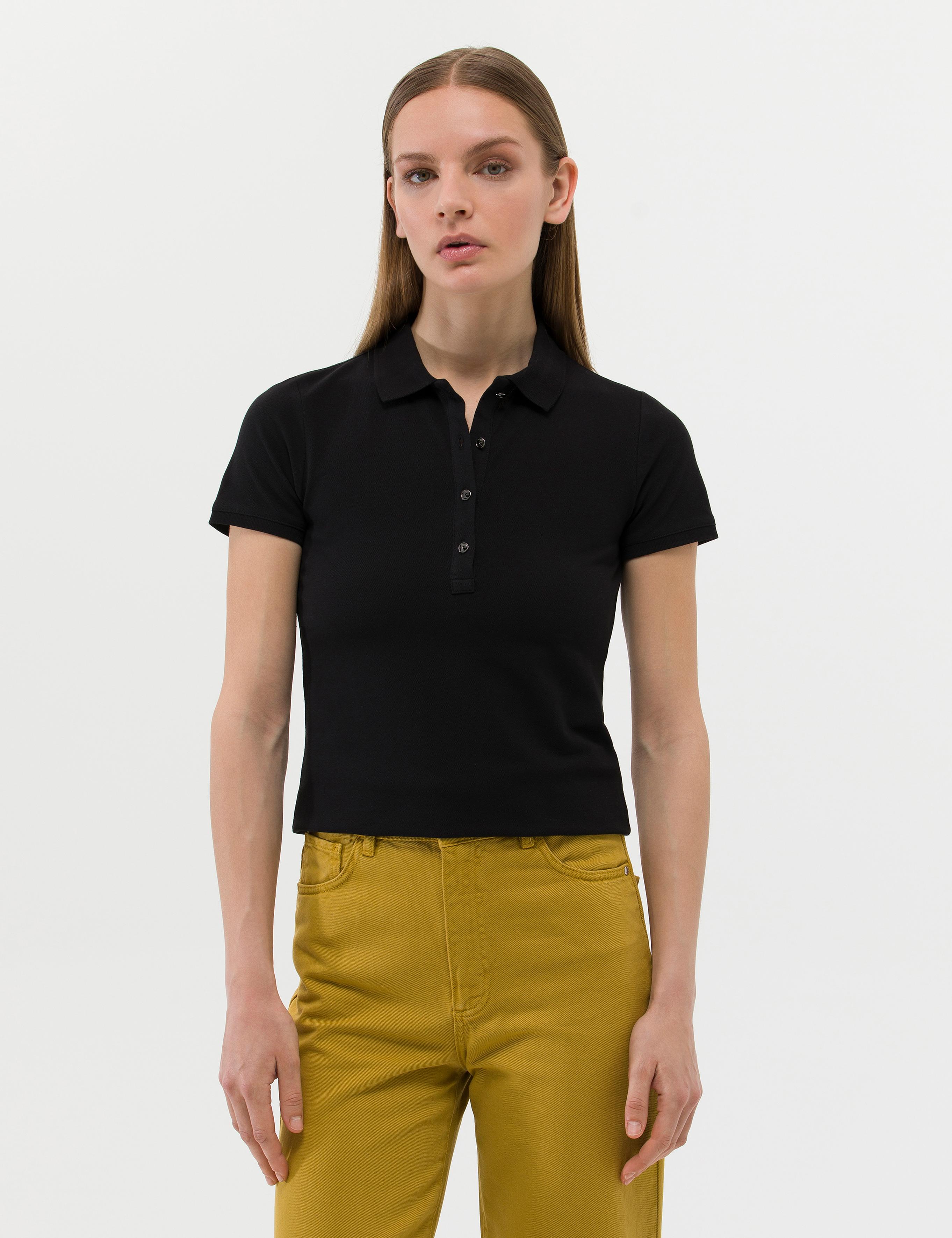 Siyah Slim Fit Polo Yaka Basic Tişört
