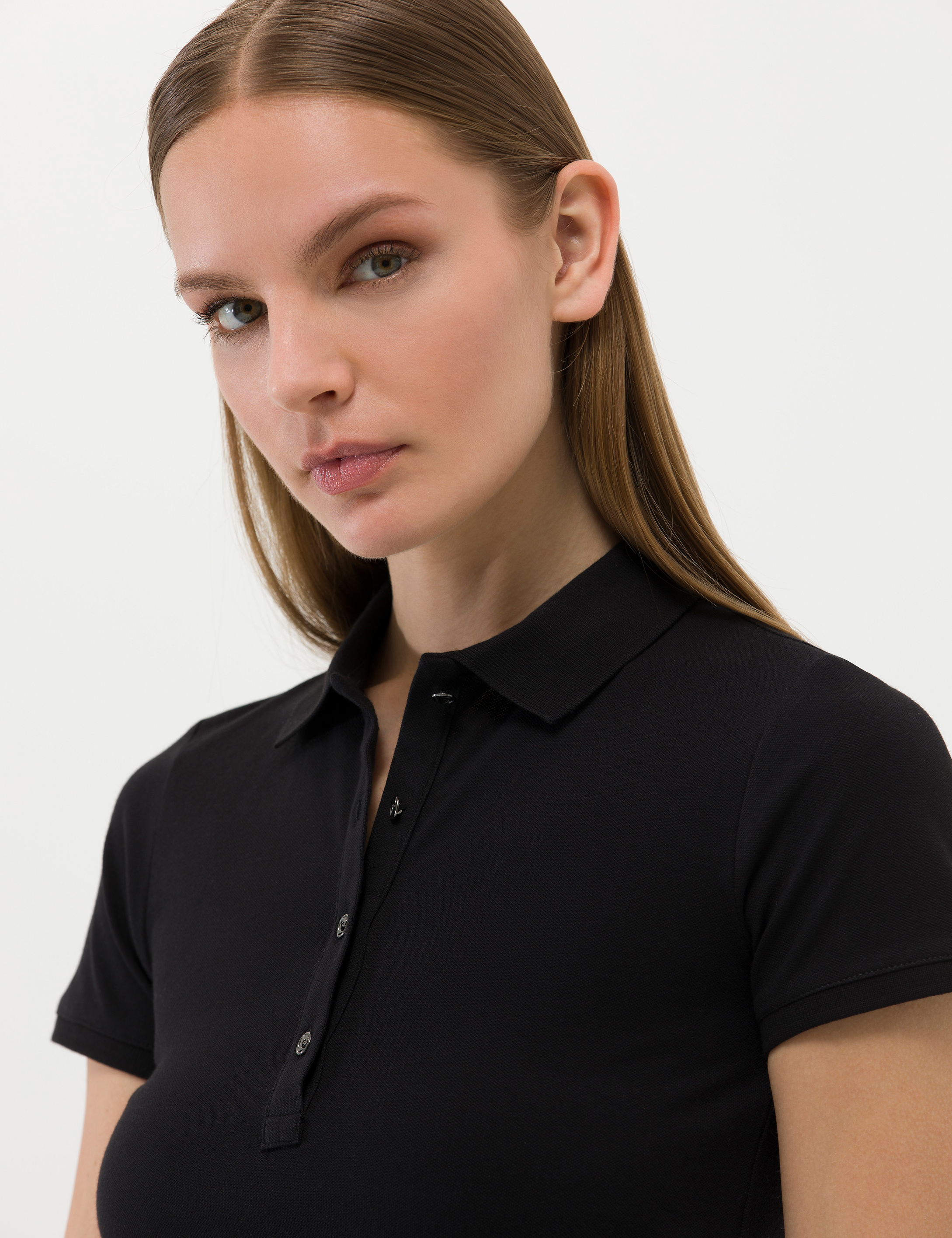 Siyah Slim Fit Polo Yaka Basic Tişört - Image 3