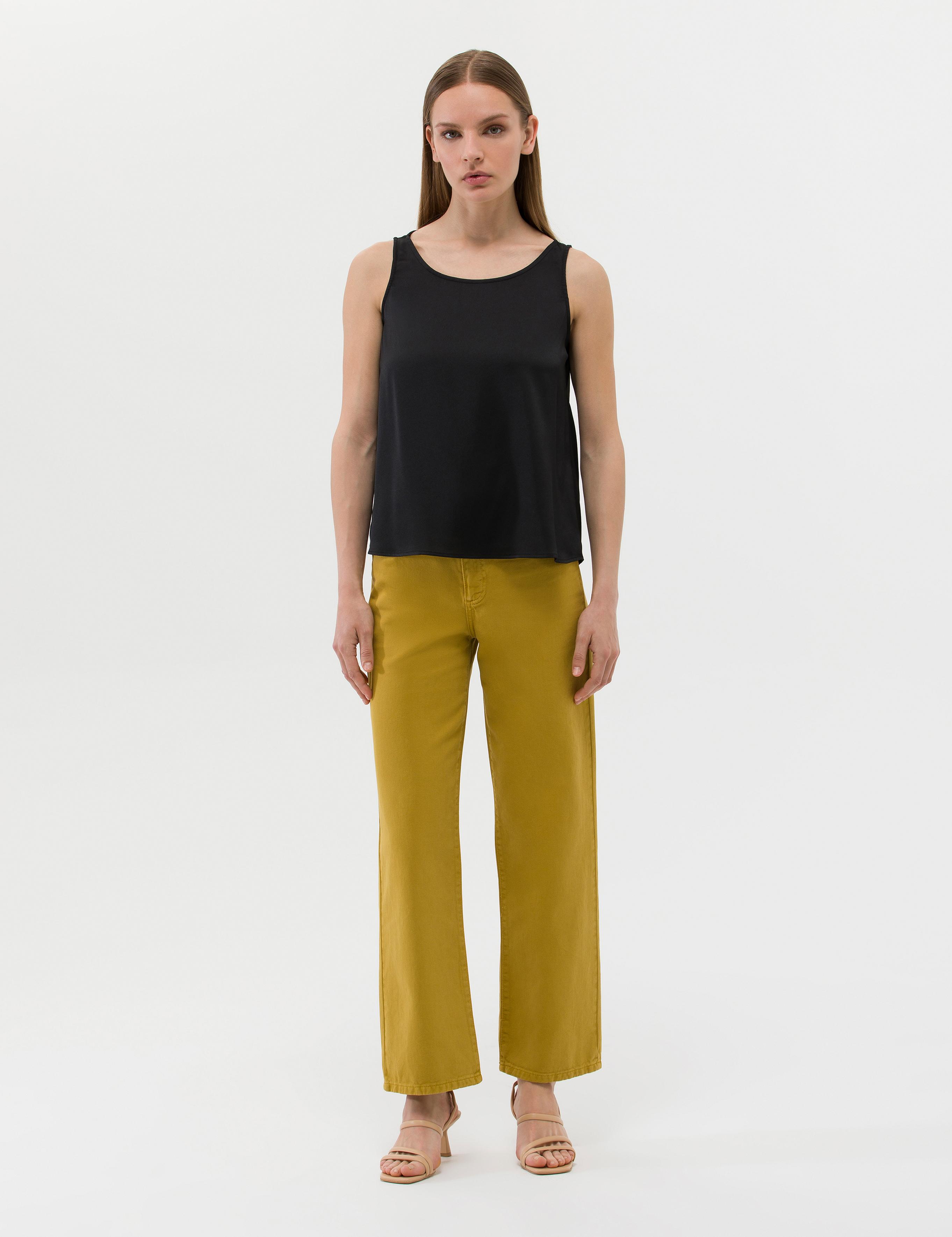 Yeşil High Waist Flare Fit Jean Pantolon