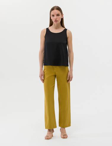 Yeşil High Waist Flare Fit Jean Pantolon