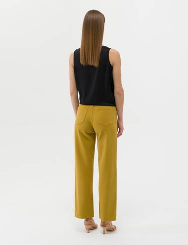 Yeşil High Waist Flare Fit Jean Pantolon