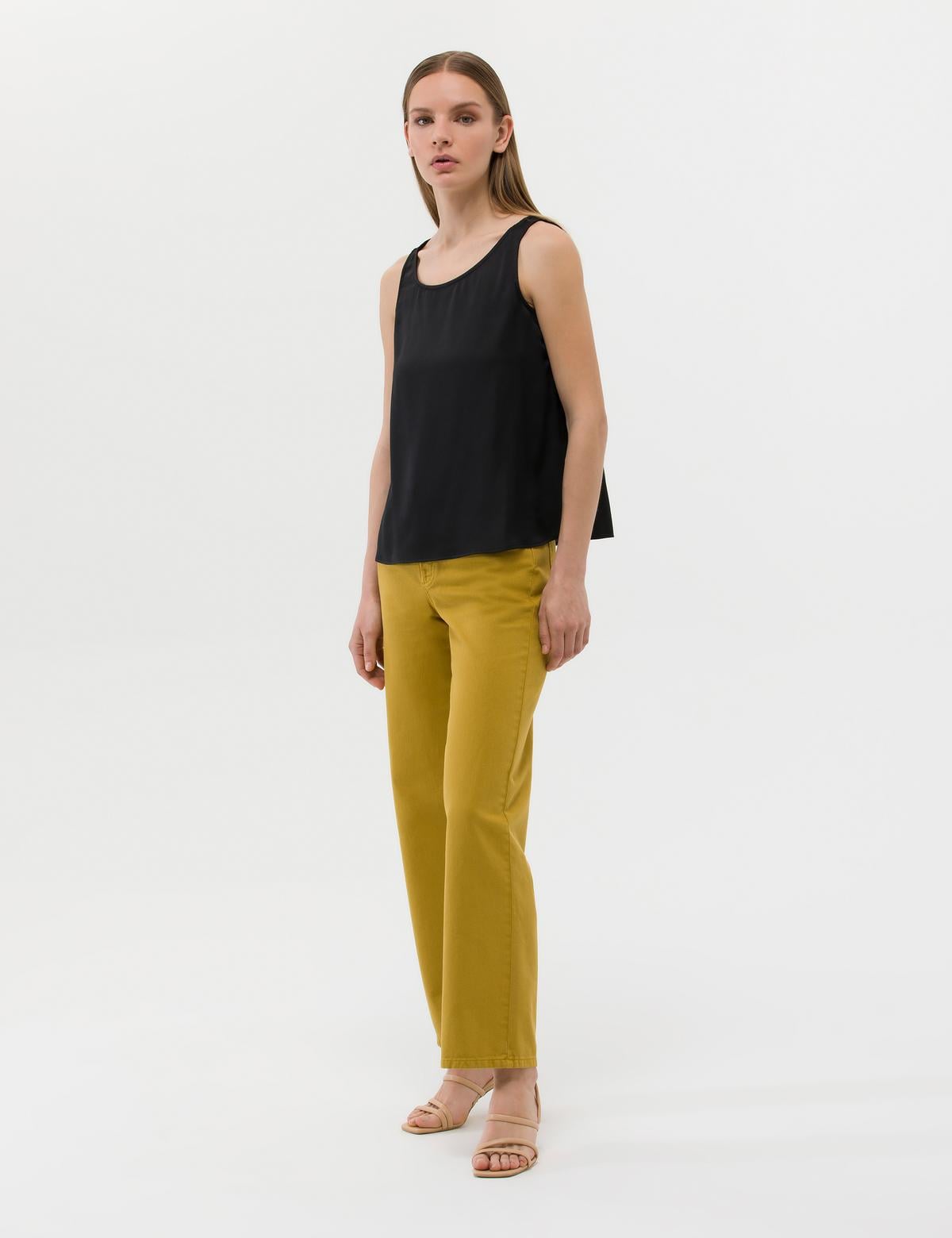 Yeşil High Waist Flare Fit Jean Pantolon