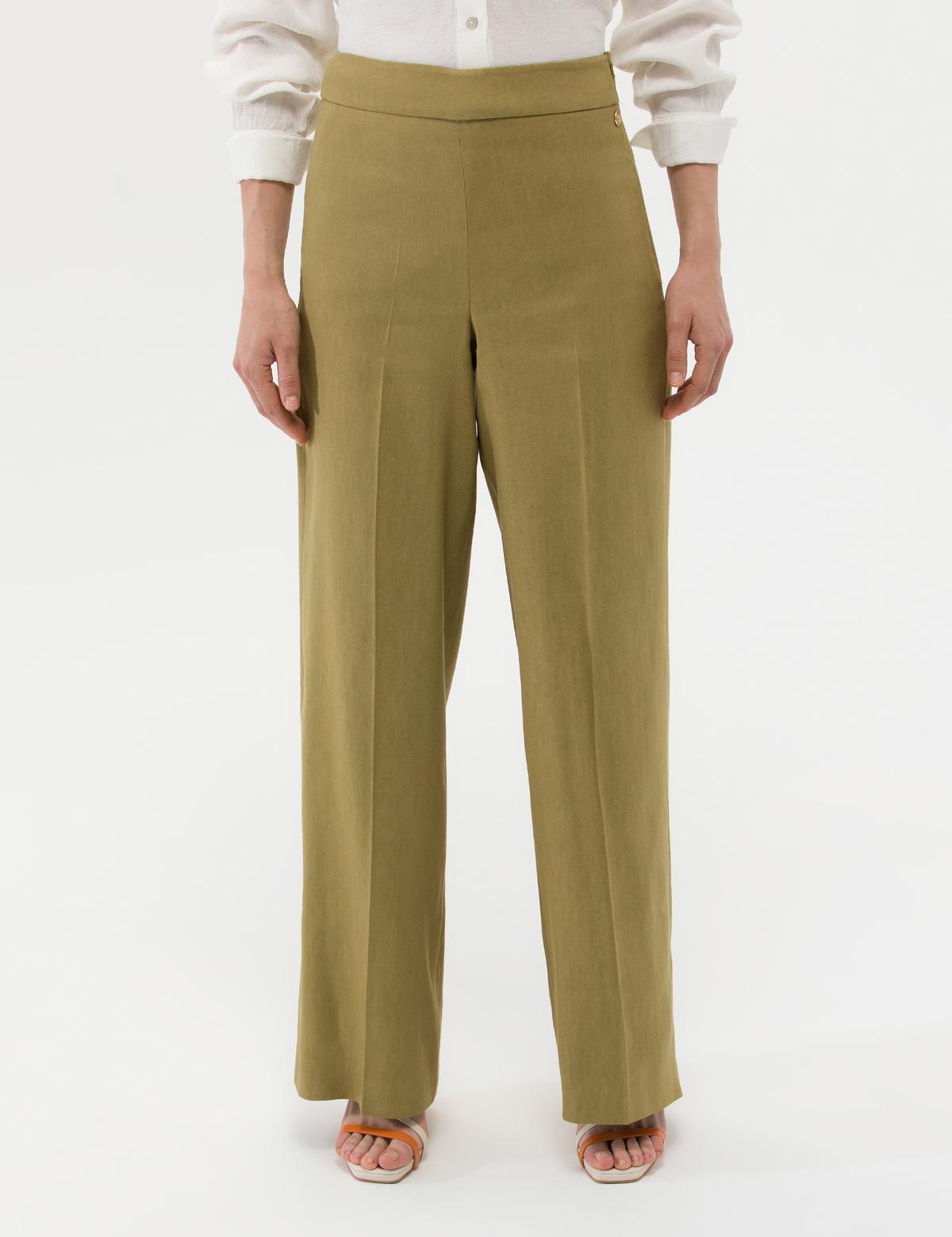 Yeşil Keten Karışımlı Kumaş Pantolon - 50273319002