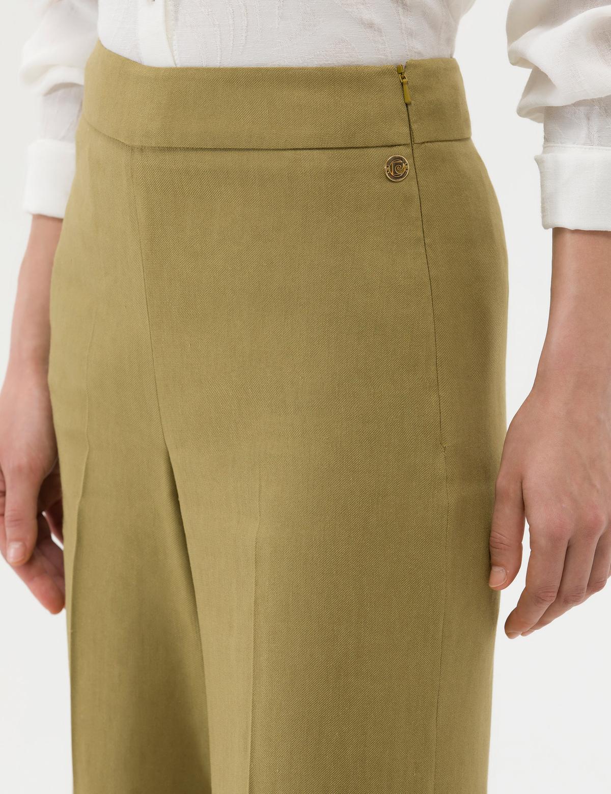 Yeşil Keten Karışımlı Kumaş Pantolon - 50273319001