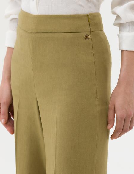 Yeşil Keten Karışımlı Kumaş Pantolon - 50273319001