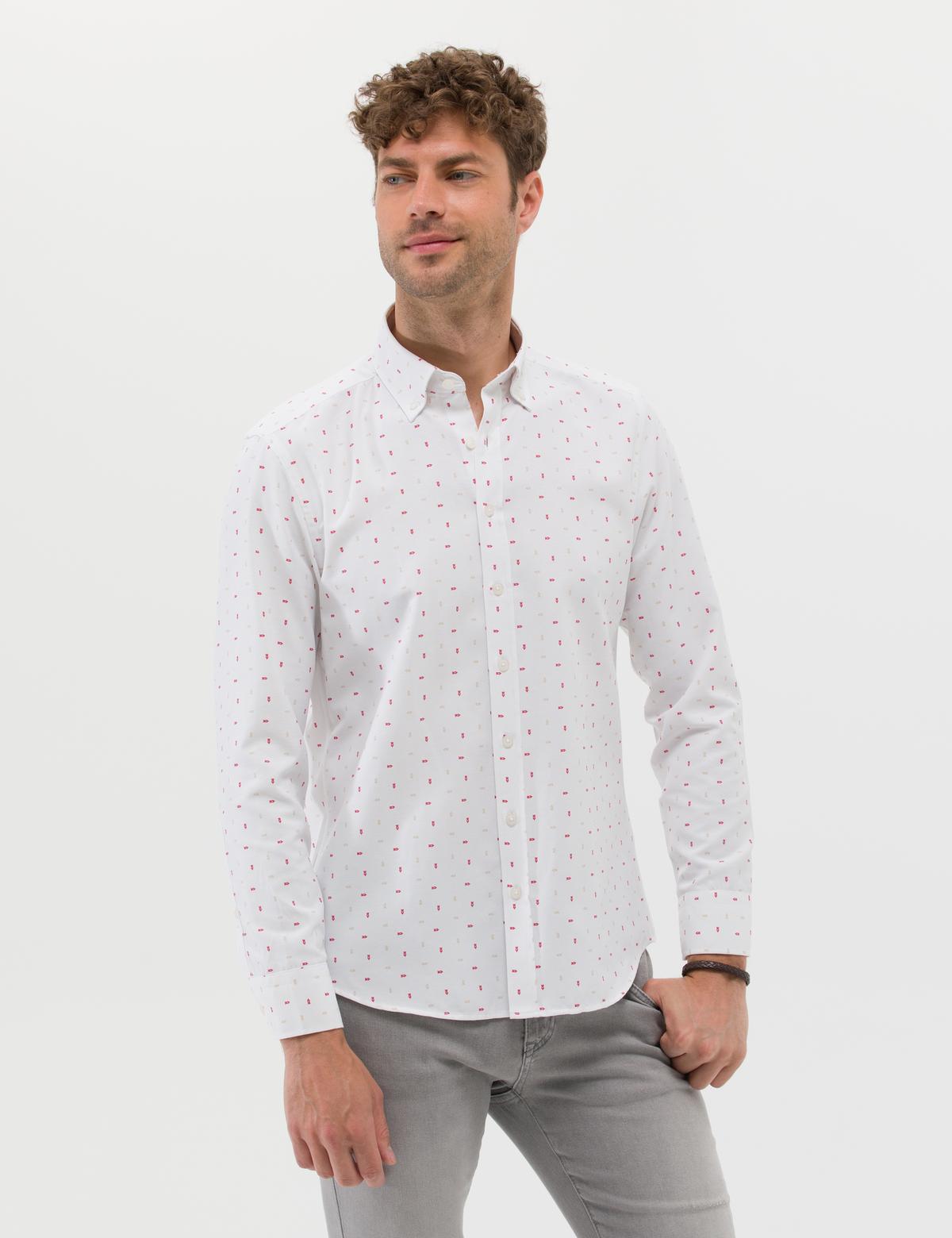 Kırmızı Slim Fit Uzun Kollu Gömlek - 50264909037