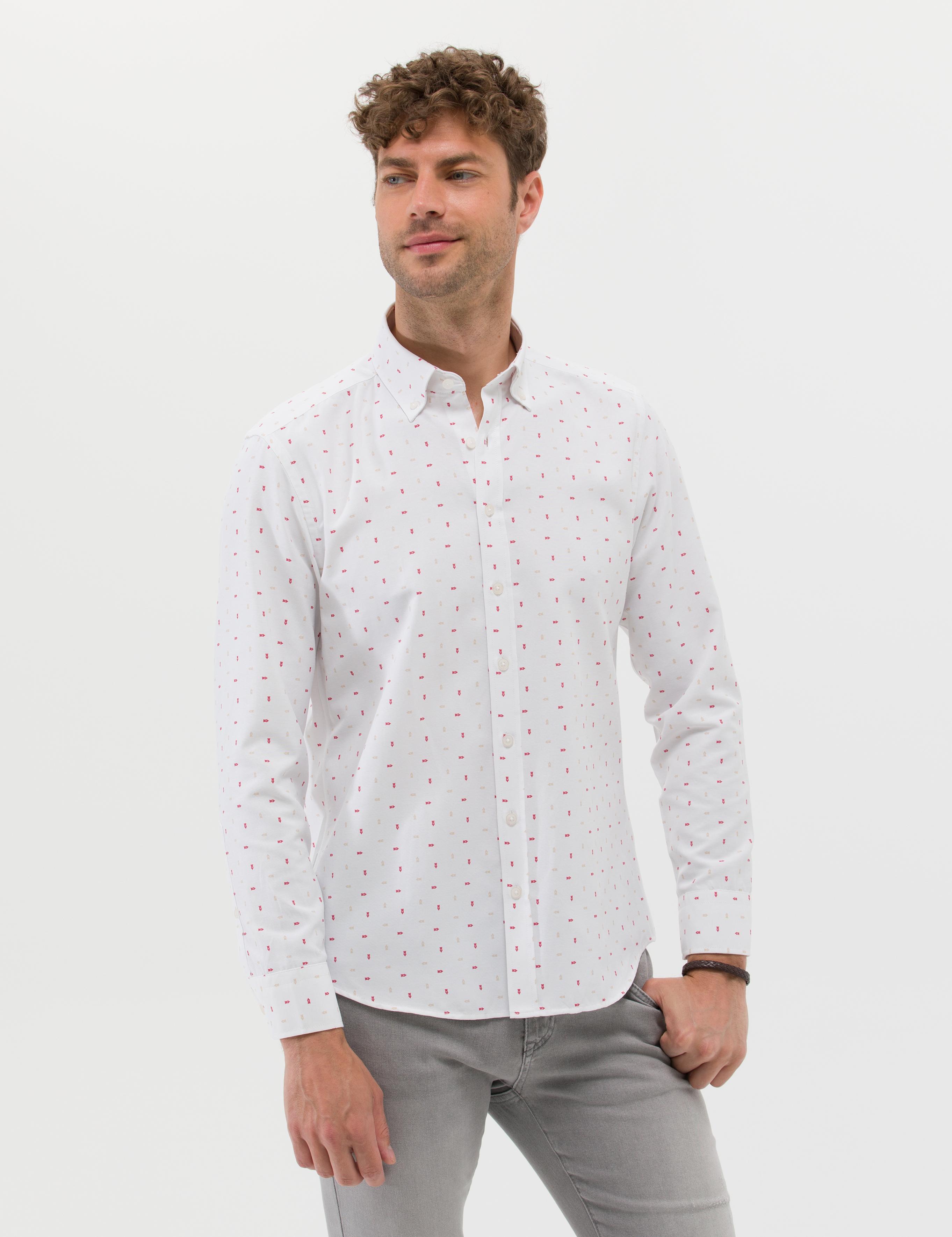 Kırmızı Slim Fit Uzun Kollu Gömlek