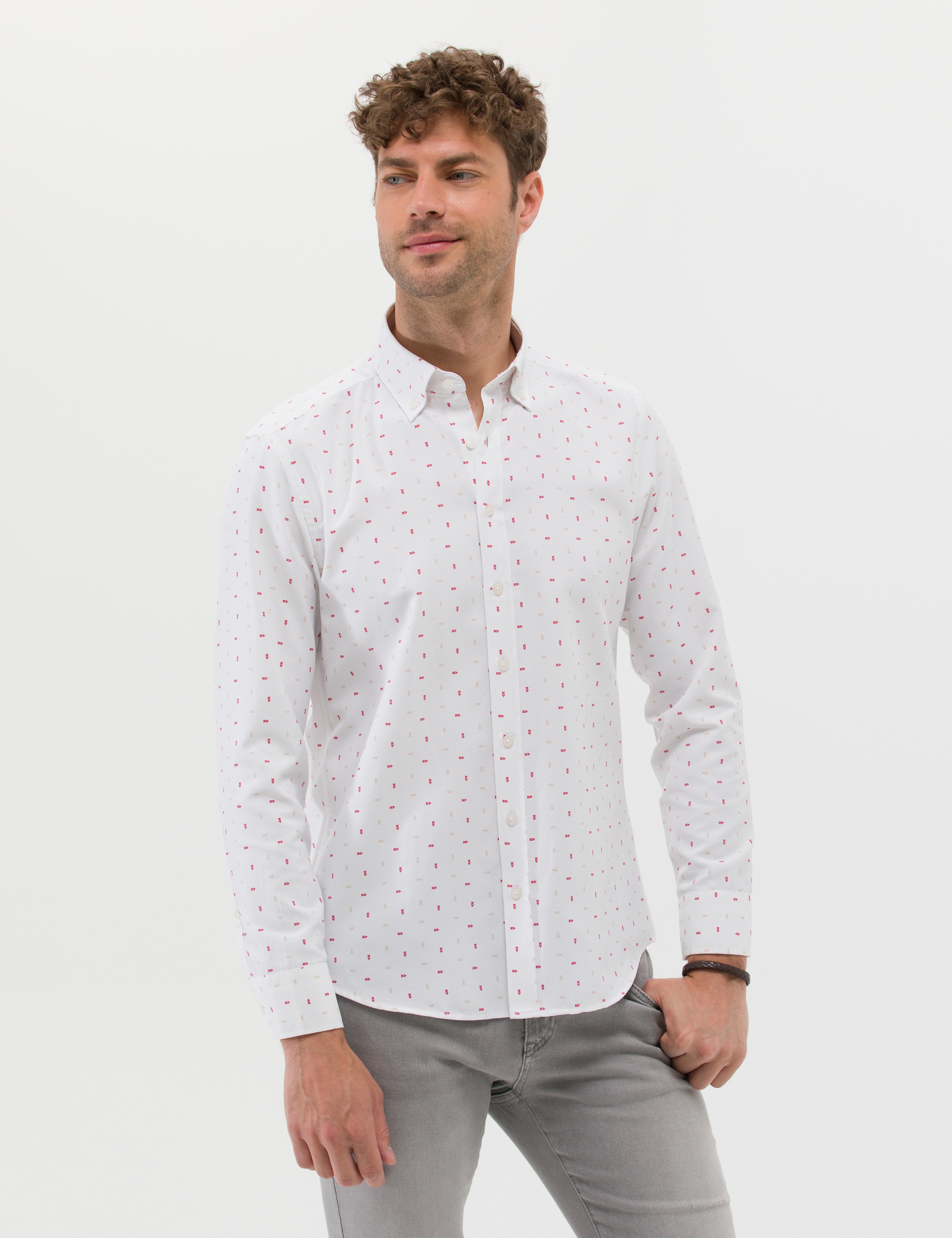 Kırmızı Slim Fit Uzun Kollu Gömlek