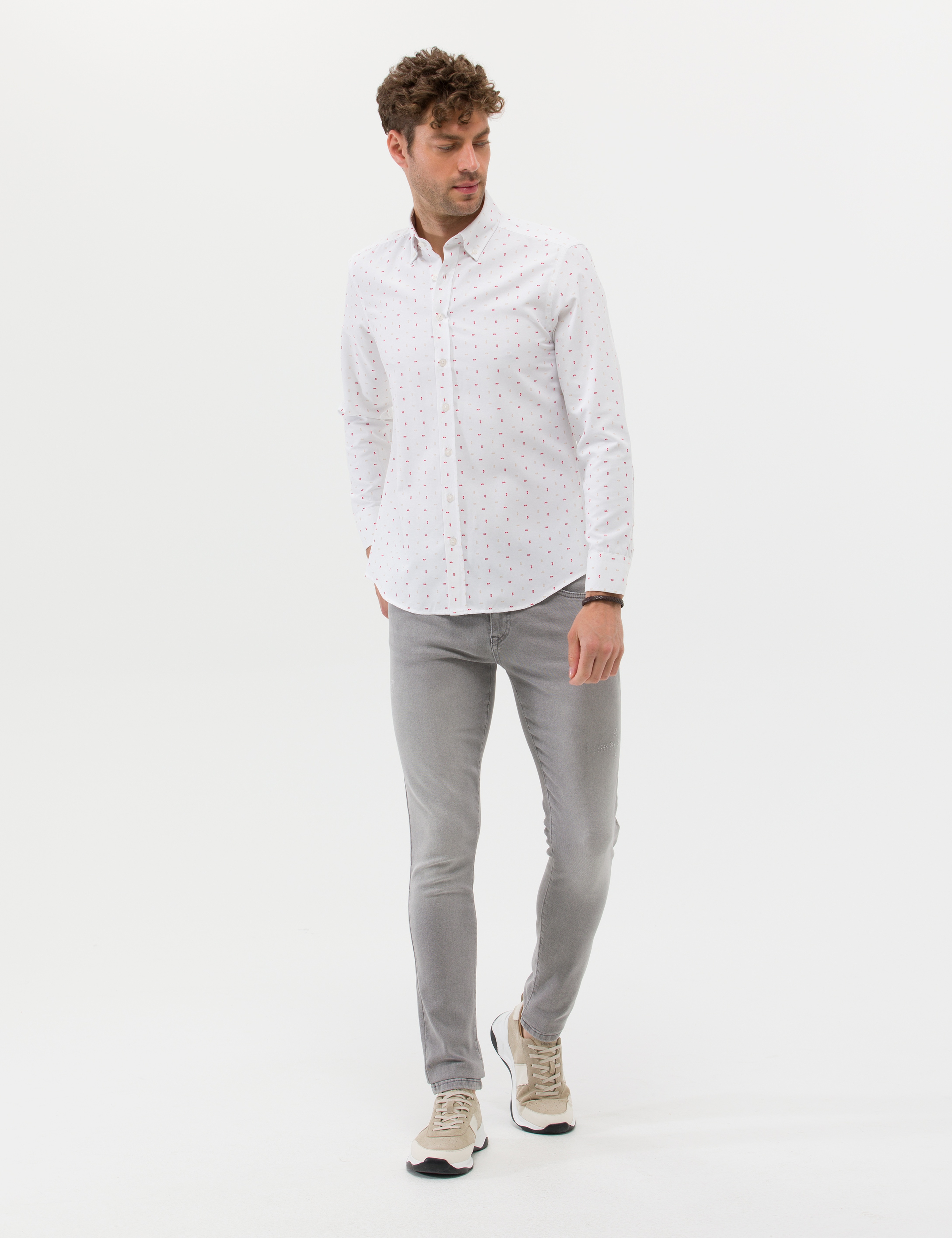 Kırmızı Slim Fit Uzun Kollu Gömlek