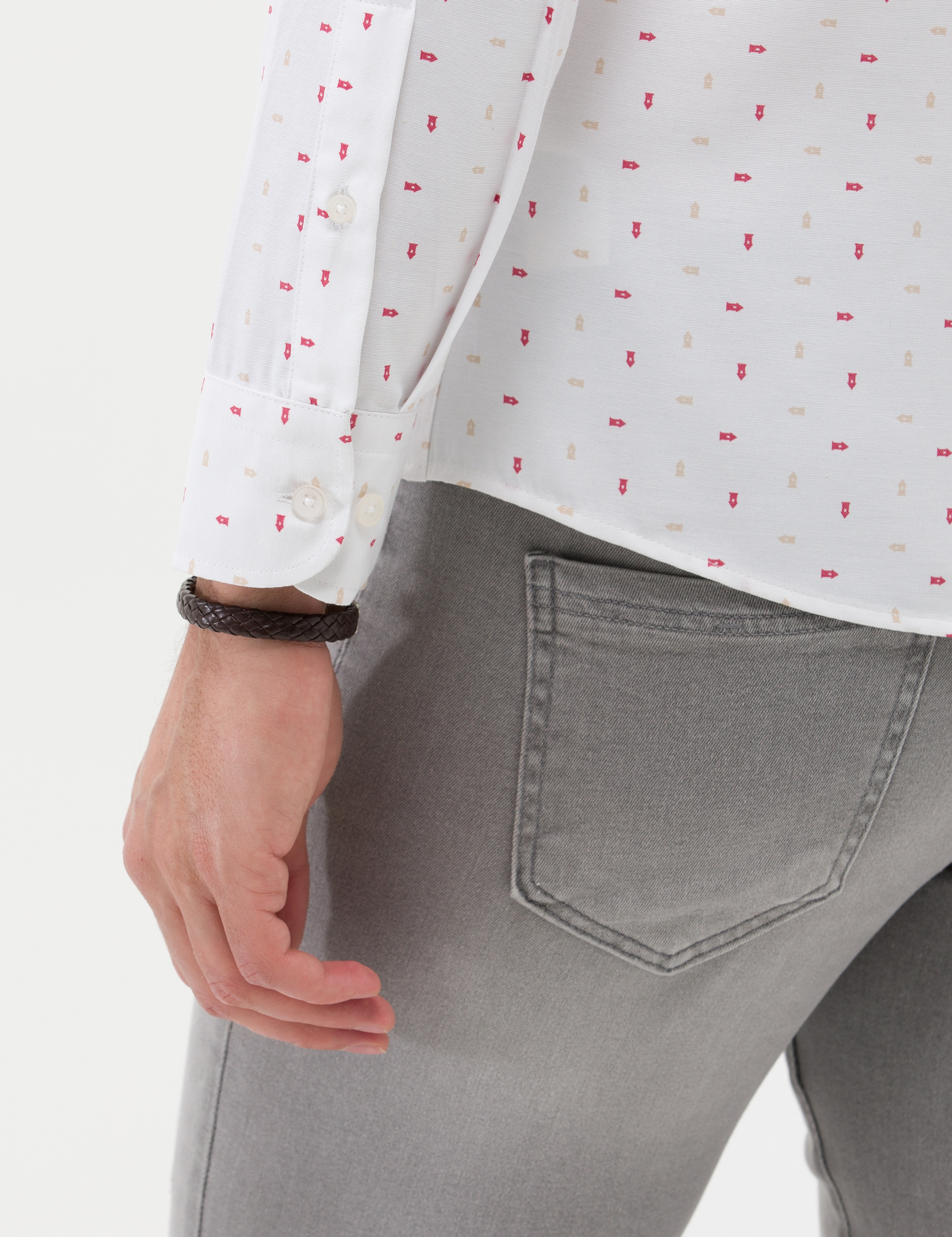 Kırmızı Slim Fit Uzun Kollu Gömlek - Image 7