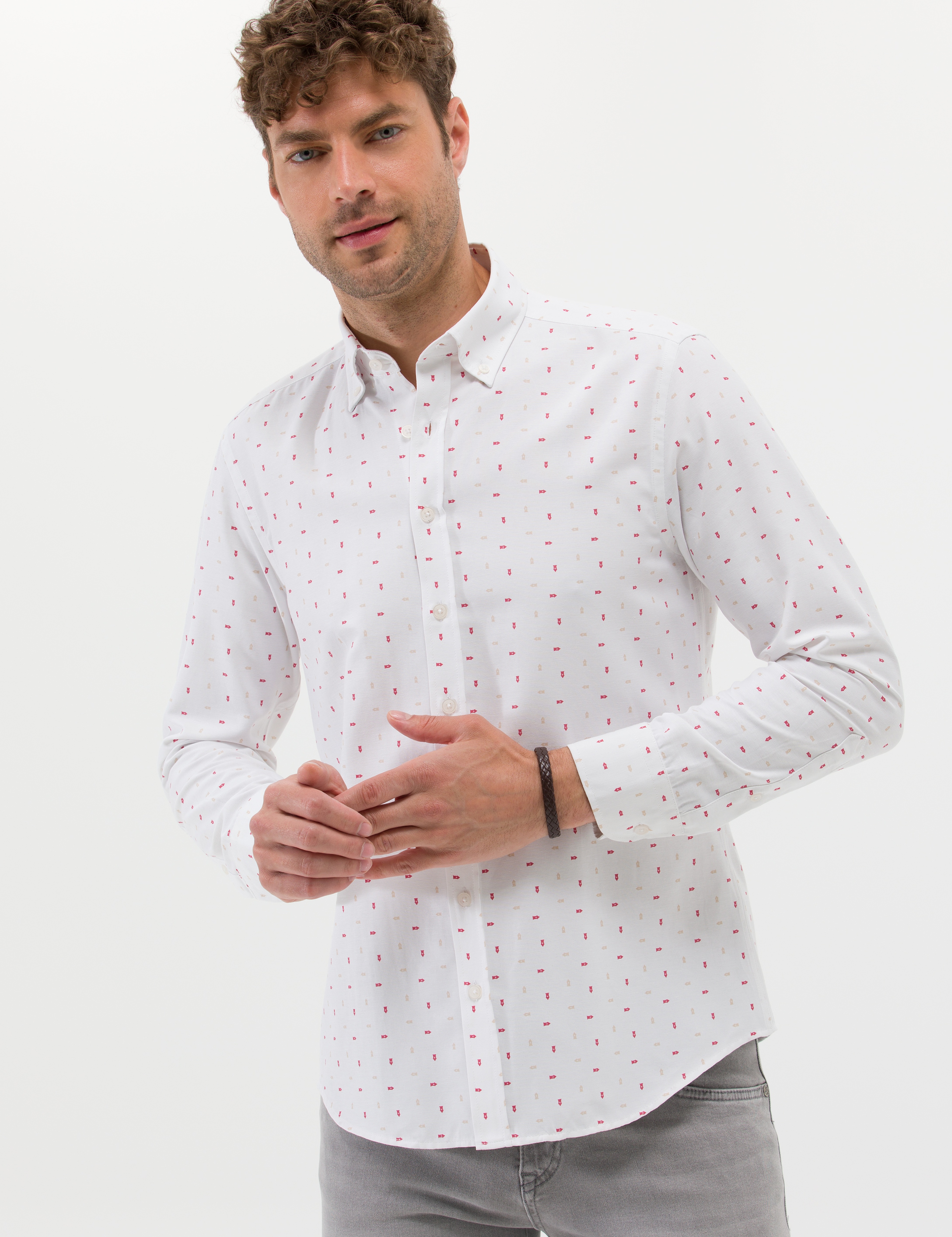 Kırmızı Slim Fit Uzun Kollu Gömlek - Image 3