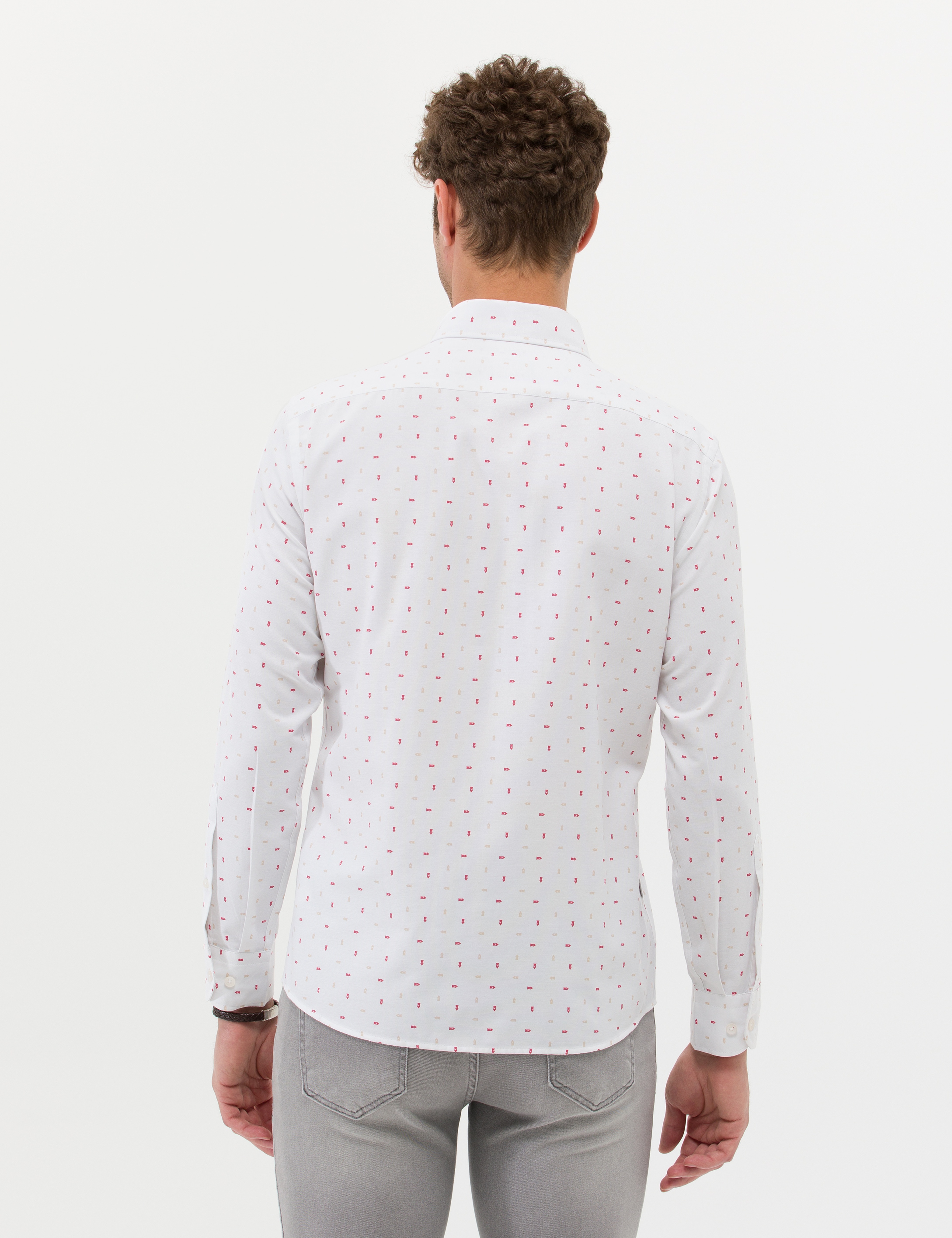 Kırmızı Slim Fit Uzun Kollu Gömlek
