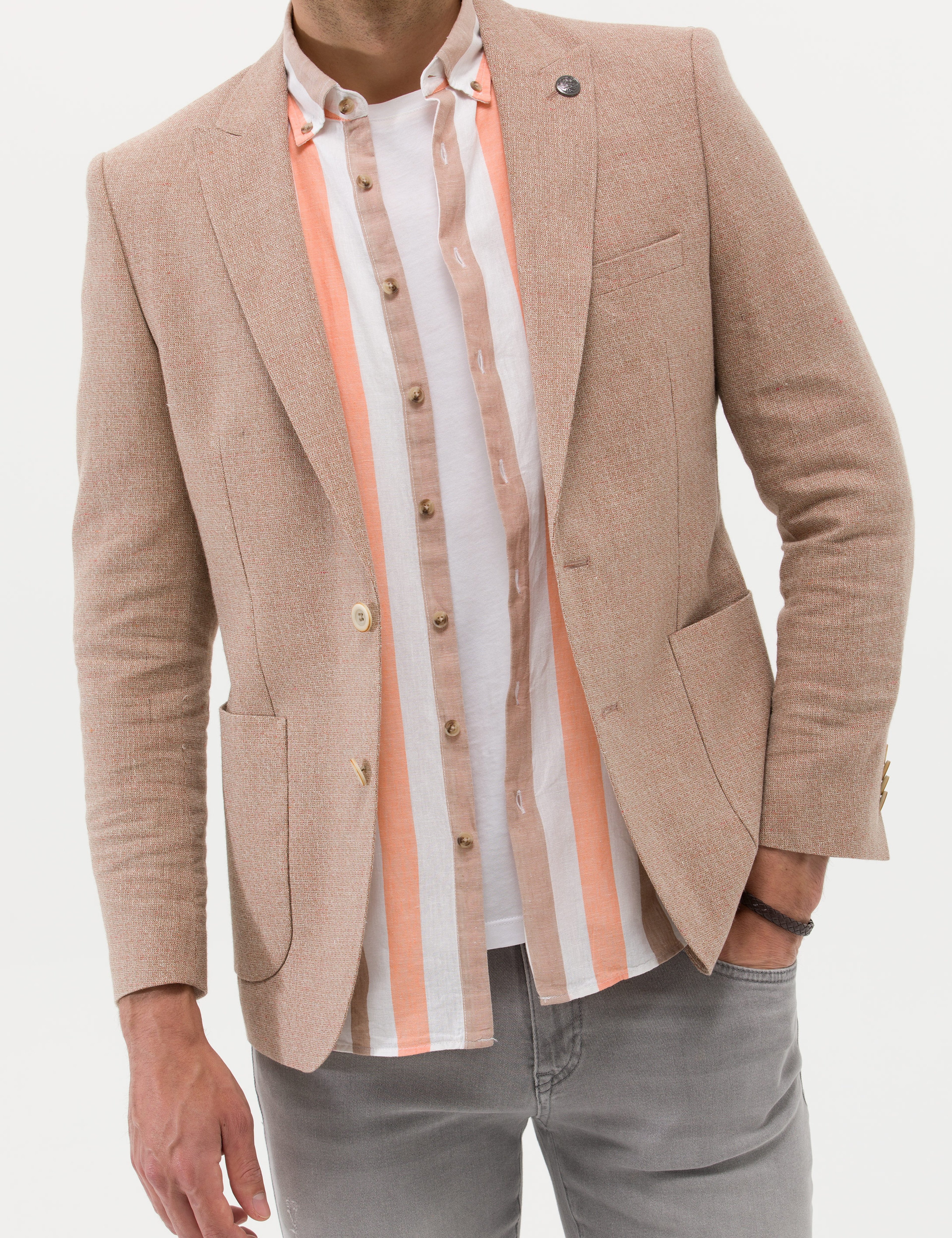 Turuncu Ekstra Slim Fit Spor Ceket - Image 6