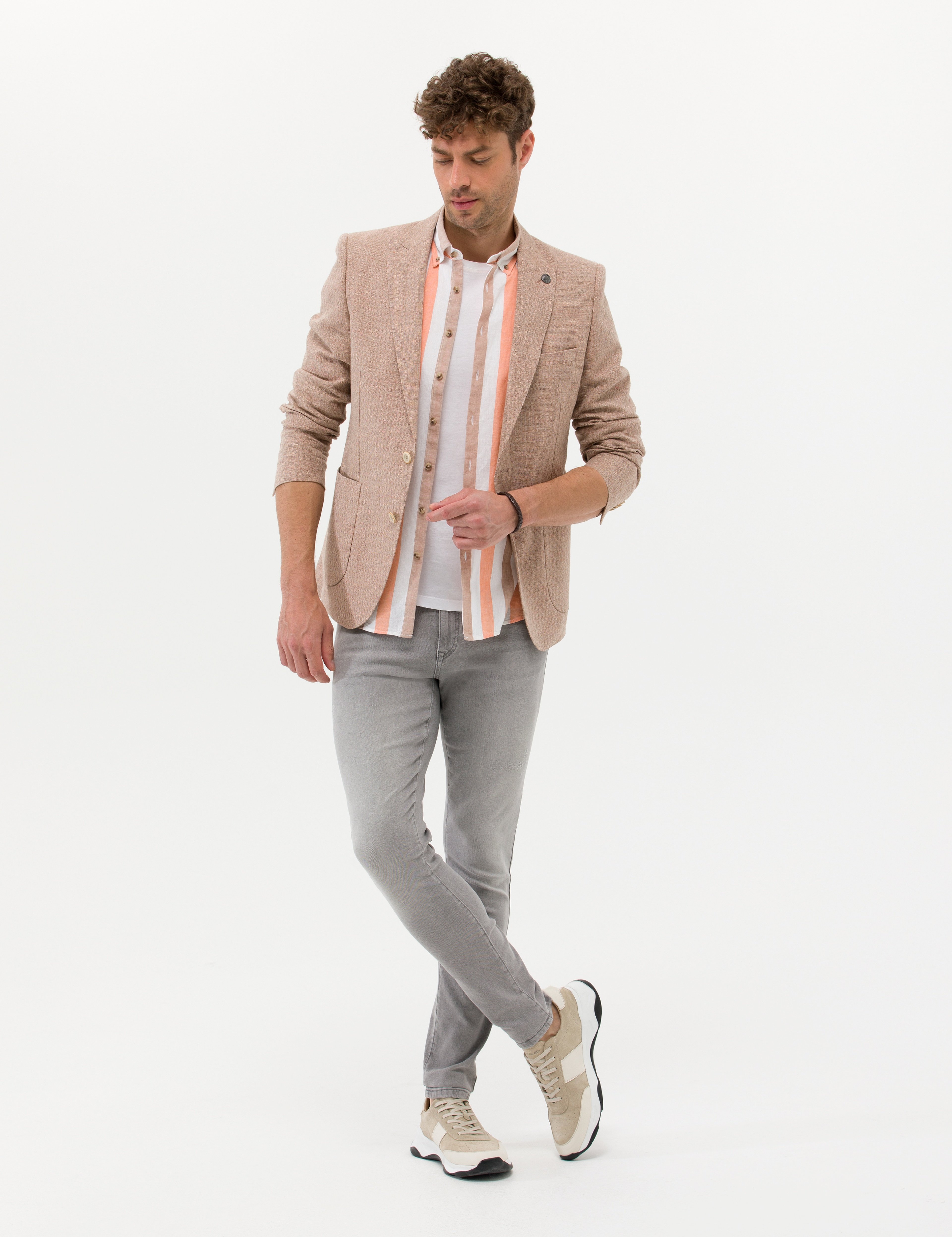Turuncu Ekstra Slim Fit Spor Ceket - Image 4