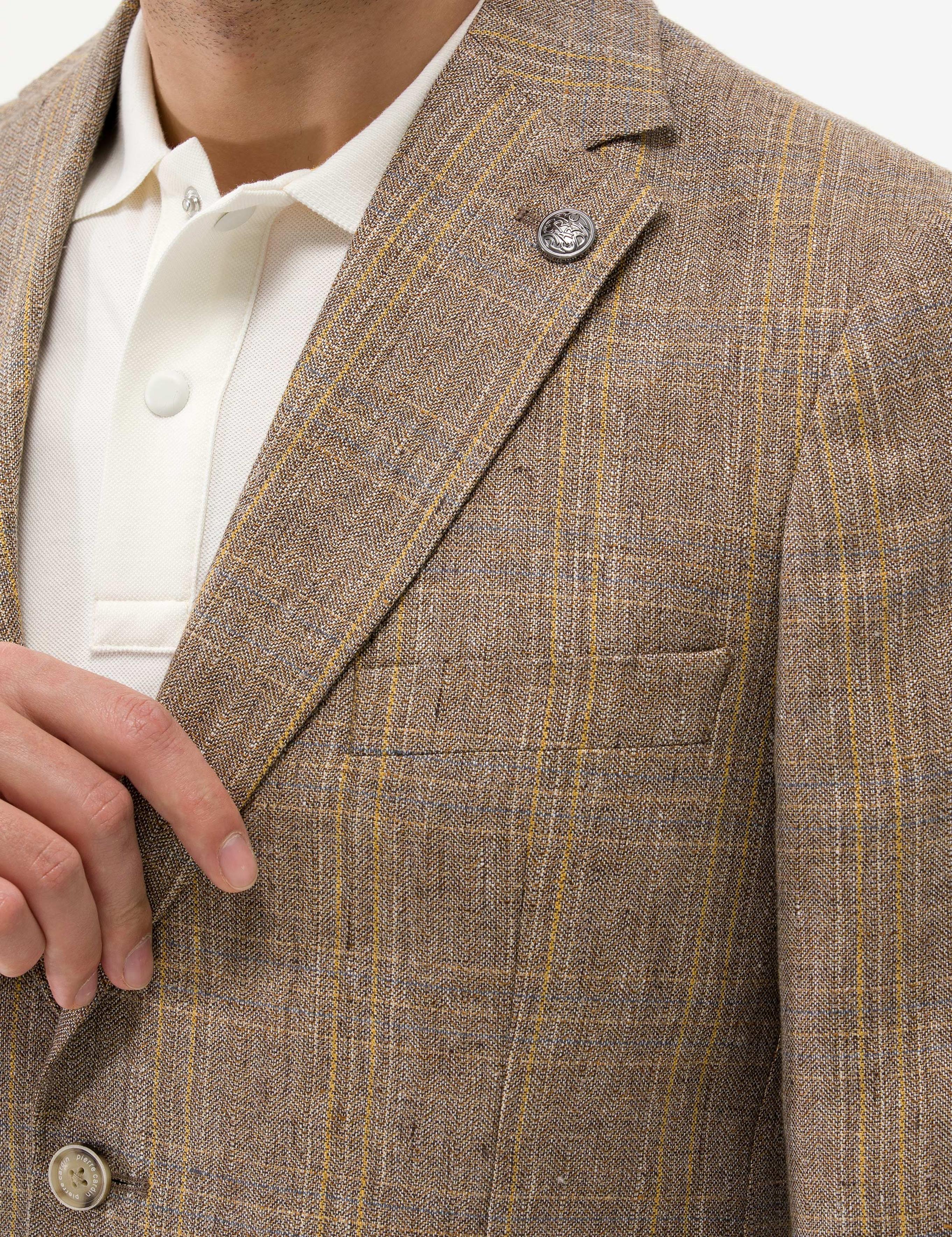 Açık Kahverengi Spor Keten Ceket