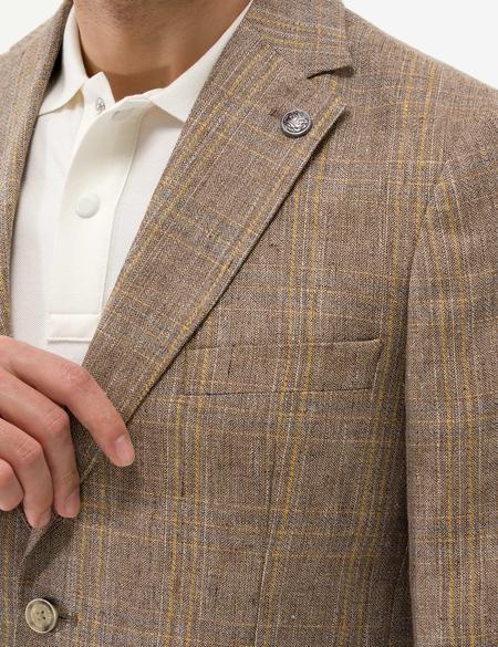 Açık Kahverengi Spor Keten Ceket - 50264610008