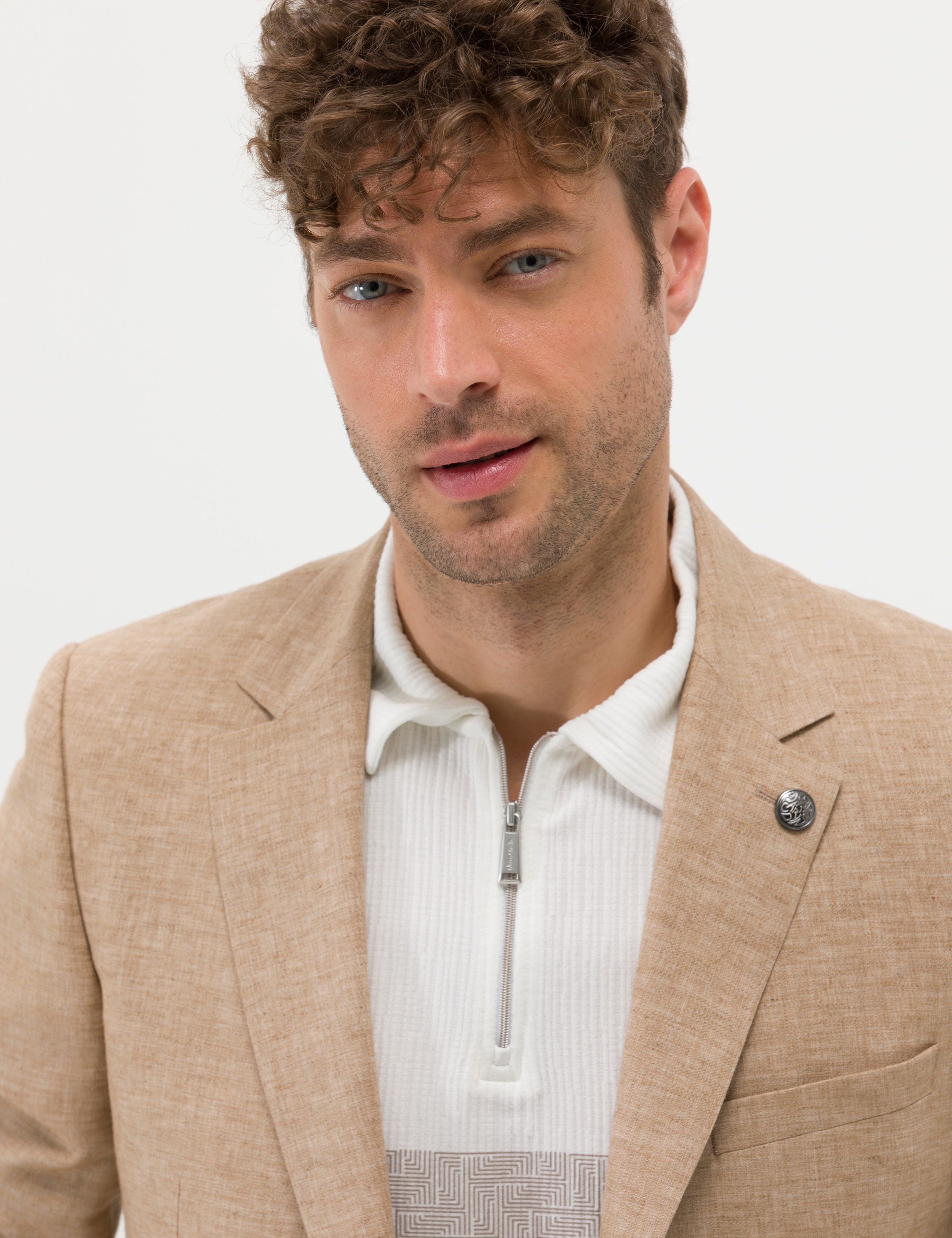 Camel Ekstra Slim Fit Keten Karışımlı Blazer Ceket
