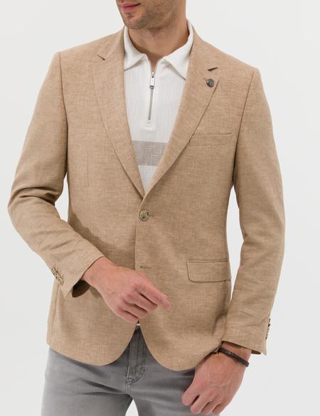 Camel Ekstra Slim Fit Keten Karışımlı Blazer Ceket - 50264619050