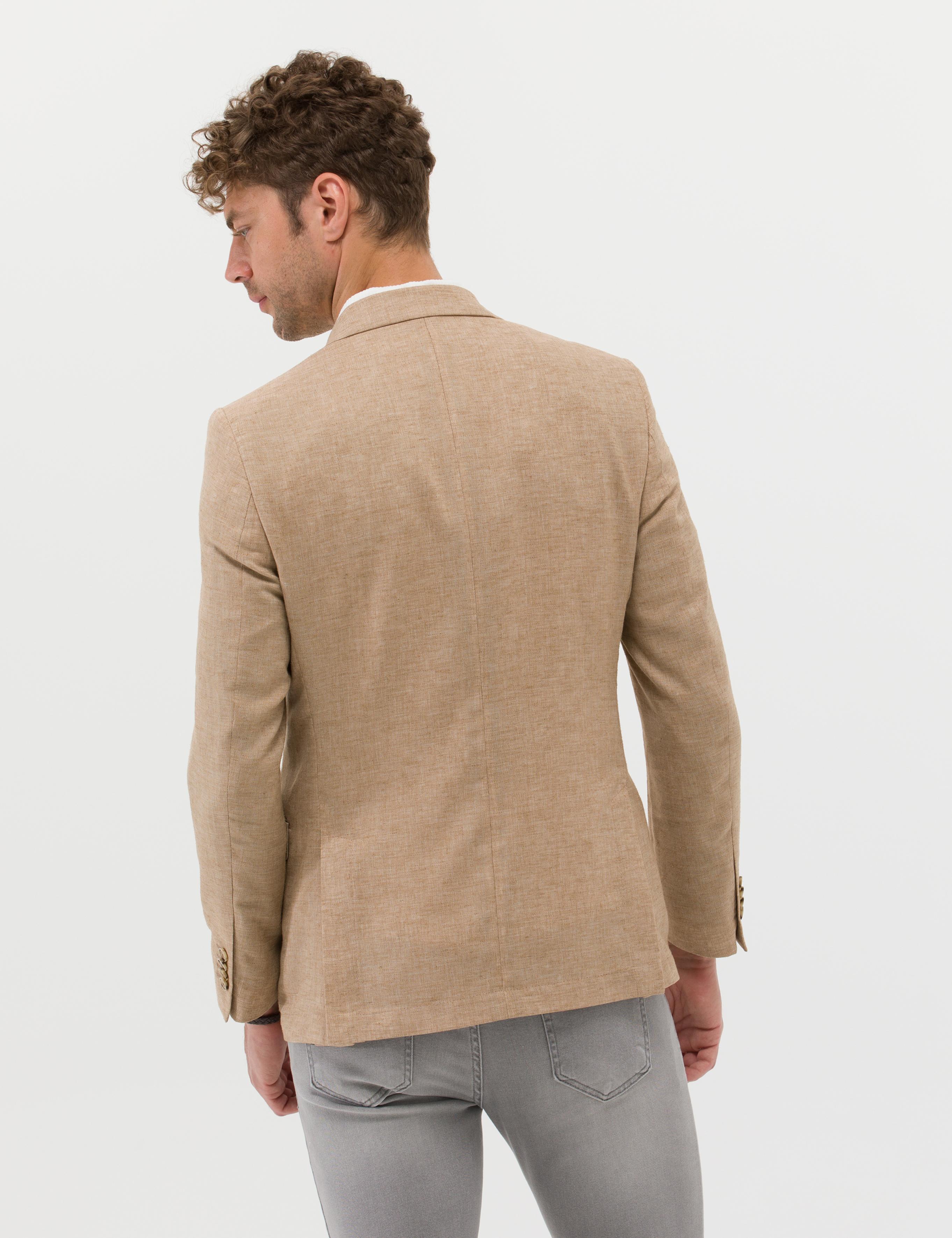 Camel Ekstra Slim Fit Keten Karışımlı Blazer Ceket