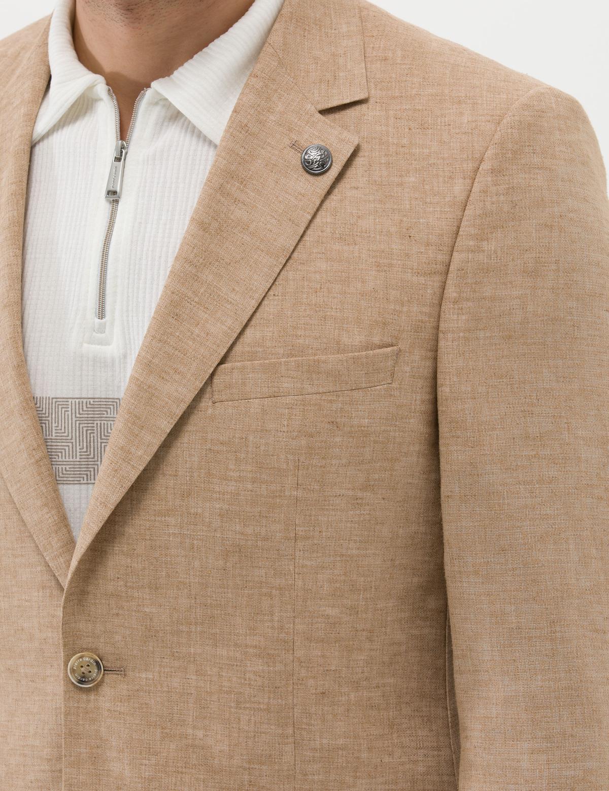 Camel Ekstra Slim Fit Keten Karışımlı Blazer Ceket - 50264619050