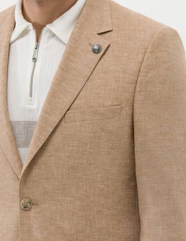 Camel Ekstra Slim Fit Keten Karışımlı Blazer Ceket