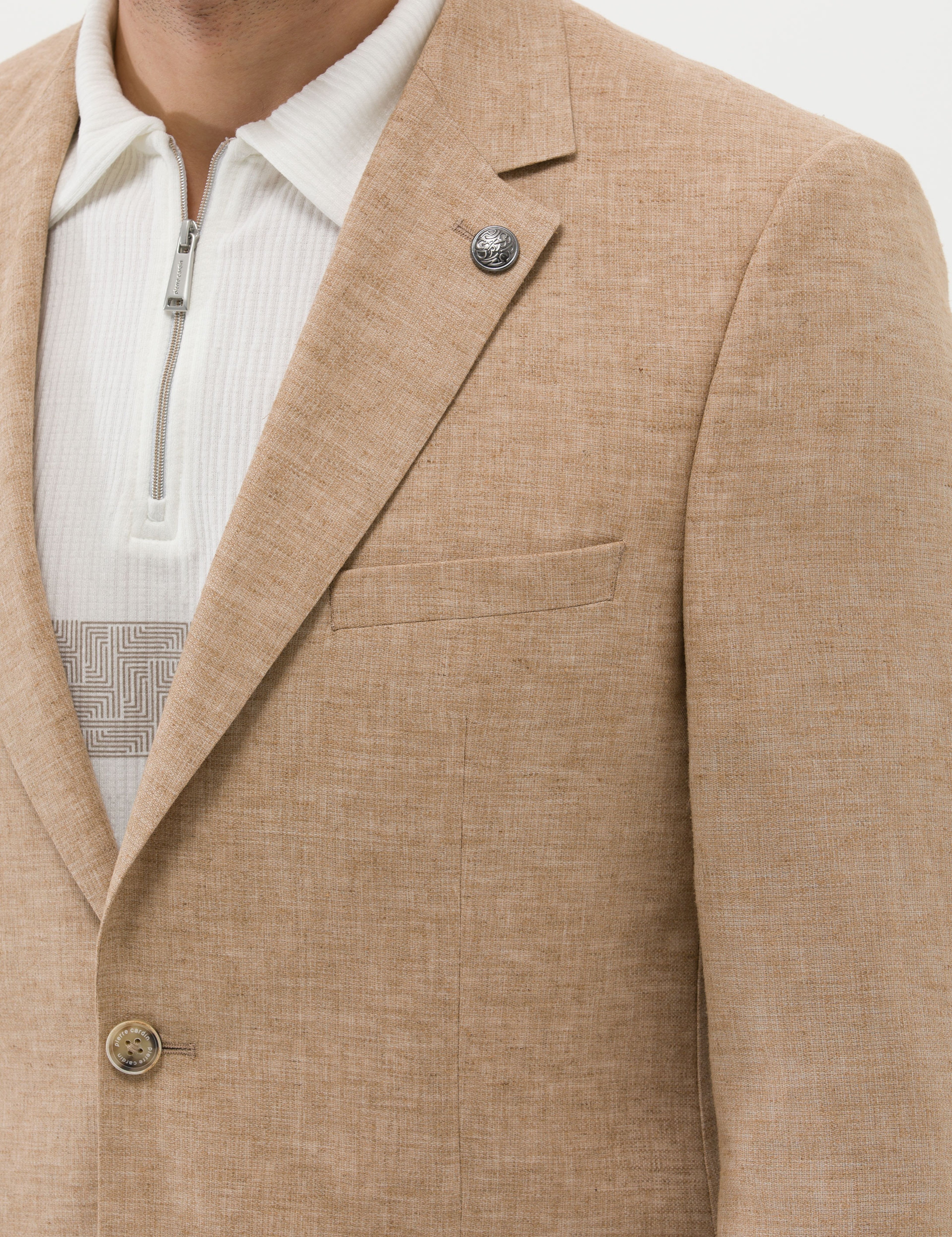 Camel Ekstra Slim Fit Keten Karışımlı Blazer Ceket - Image 7