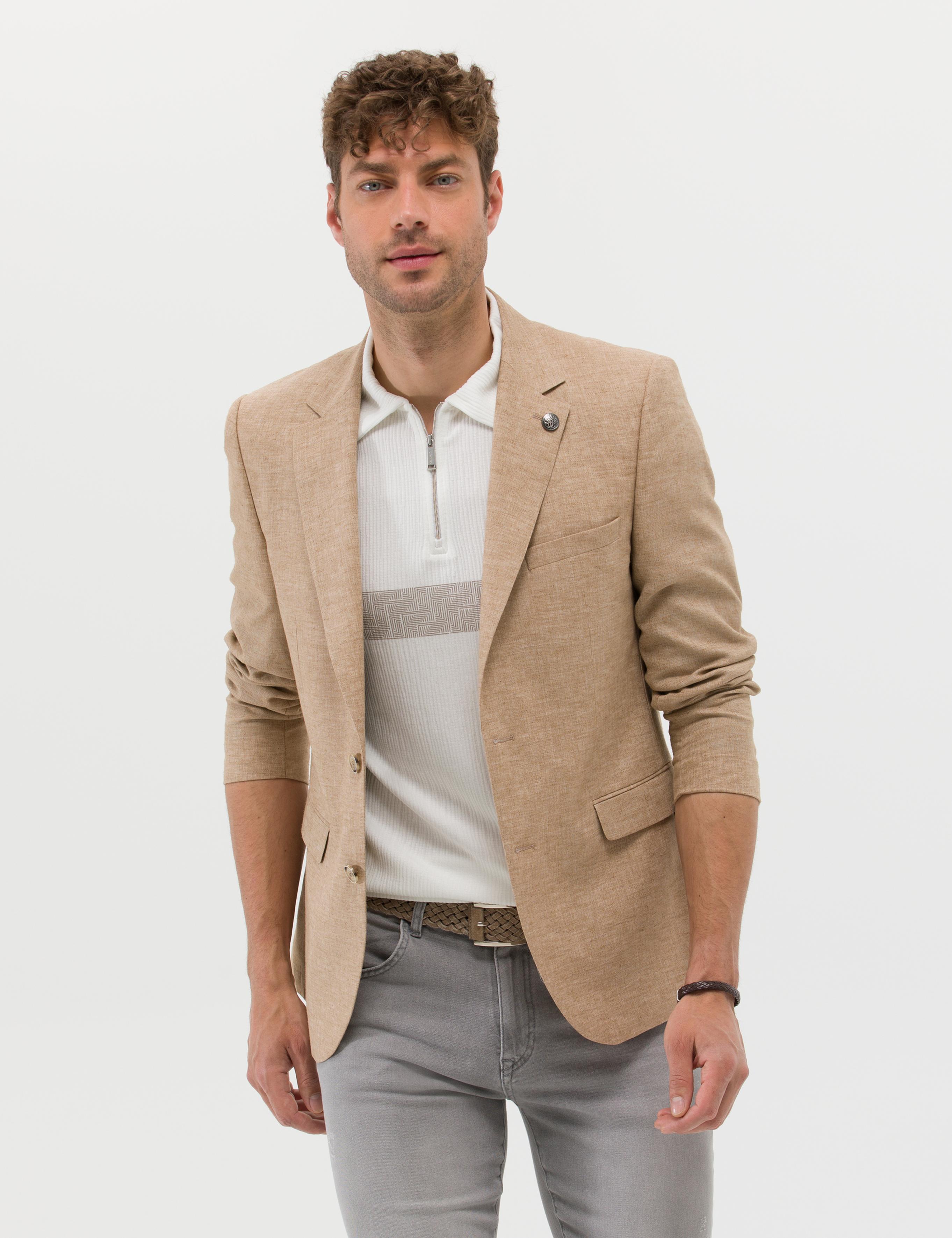 Camel Ekstra Slim Fit Keten Karışımlı Blazer Ceket