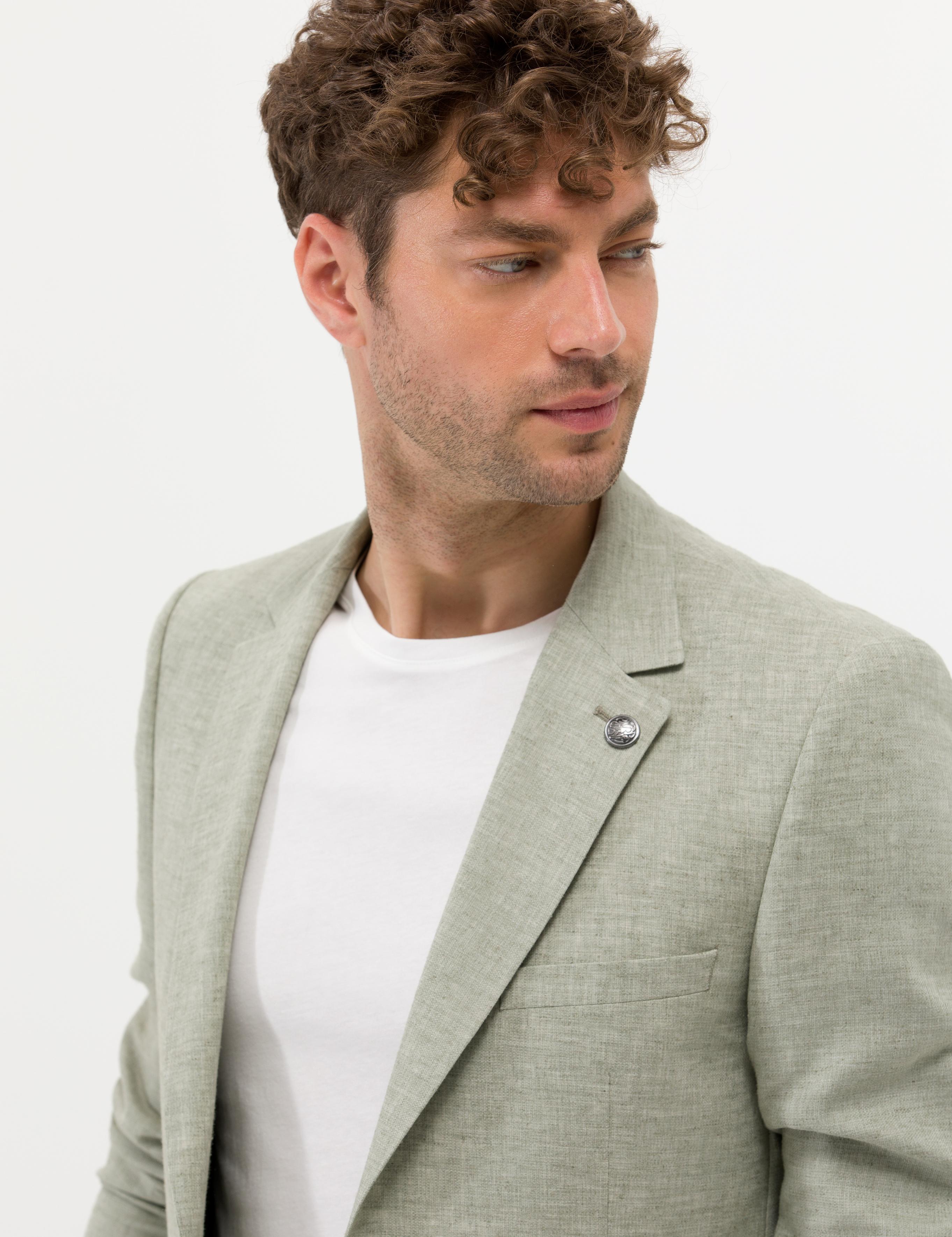 Açık Yeşil Ekstra Slim Fit Keten Karışımlı Blazer Ceket