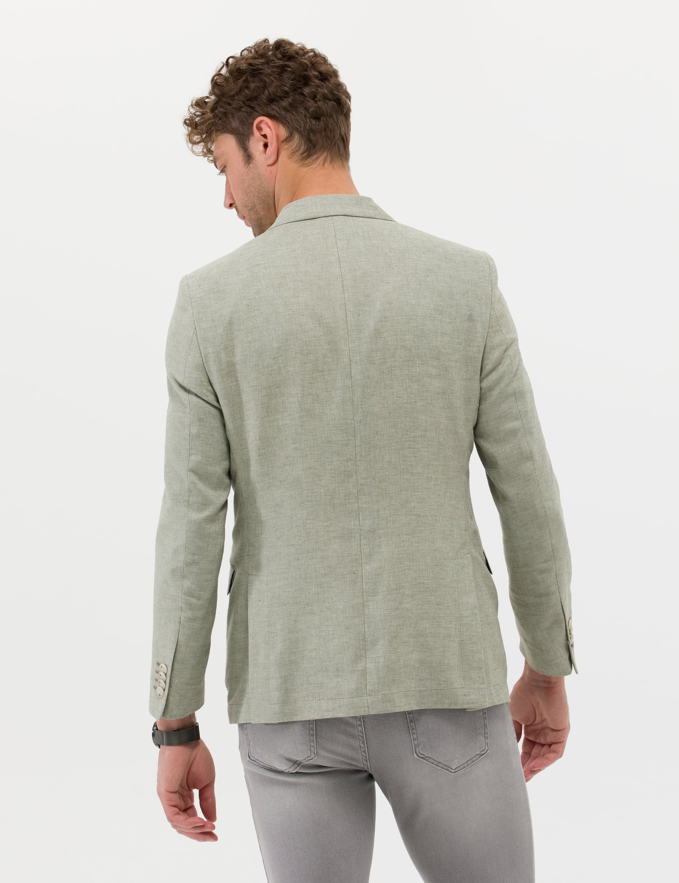 Pierre Cardin Açık Yeşil Ekstra Slim Fit Keten Karışımlı Blazer Ceket görsel 5