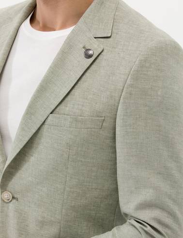 Açık Yeşil Ekstra Slim Fit Keten Karışımlı Blazer Ceket