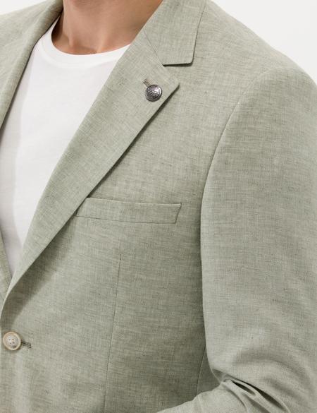 Açık Yeşil Ekstra Slim Fit Keten Karışımlı Blazer Ceket - 50264619125