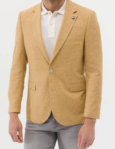 Sarı Ekstra Slim Fit Keten Karışımlı Blazer Ceket