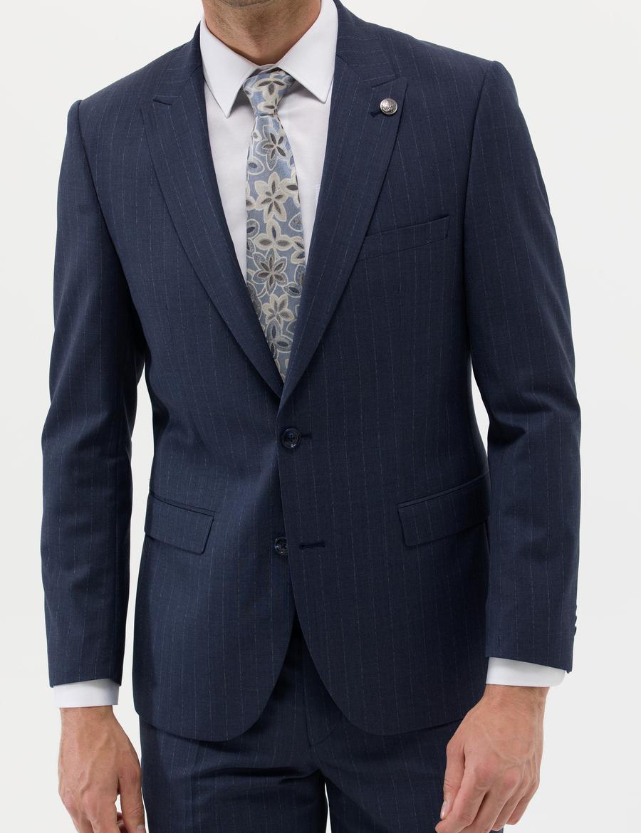 Lacivert Çizgili Spor Takım Elbise