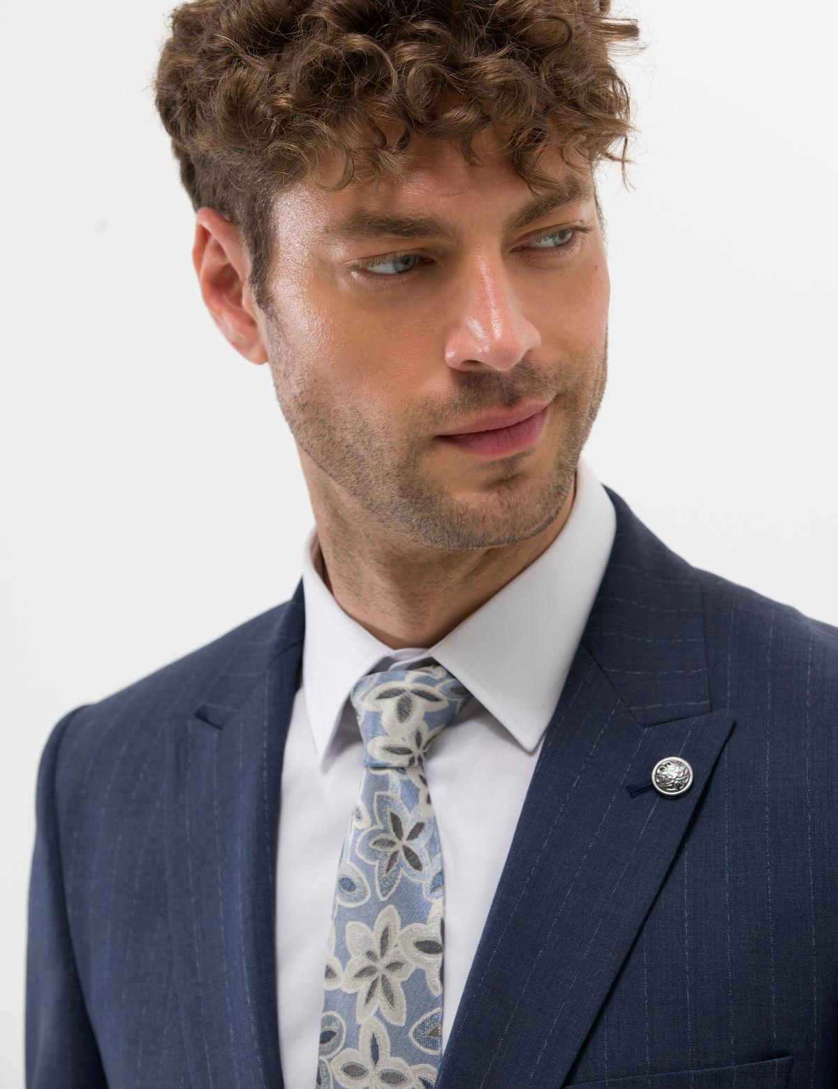 Lacivert Çizgili Spor Takım Elbise - 50264944044