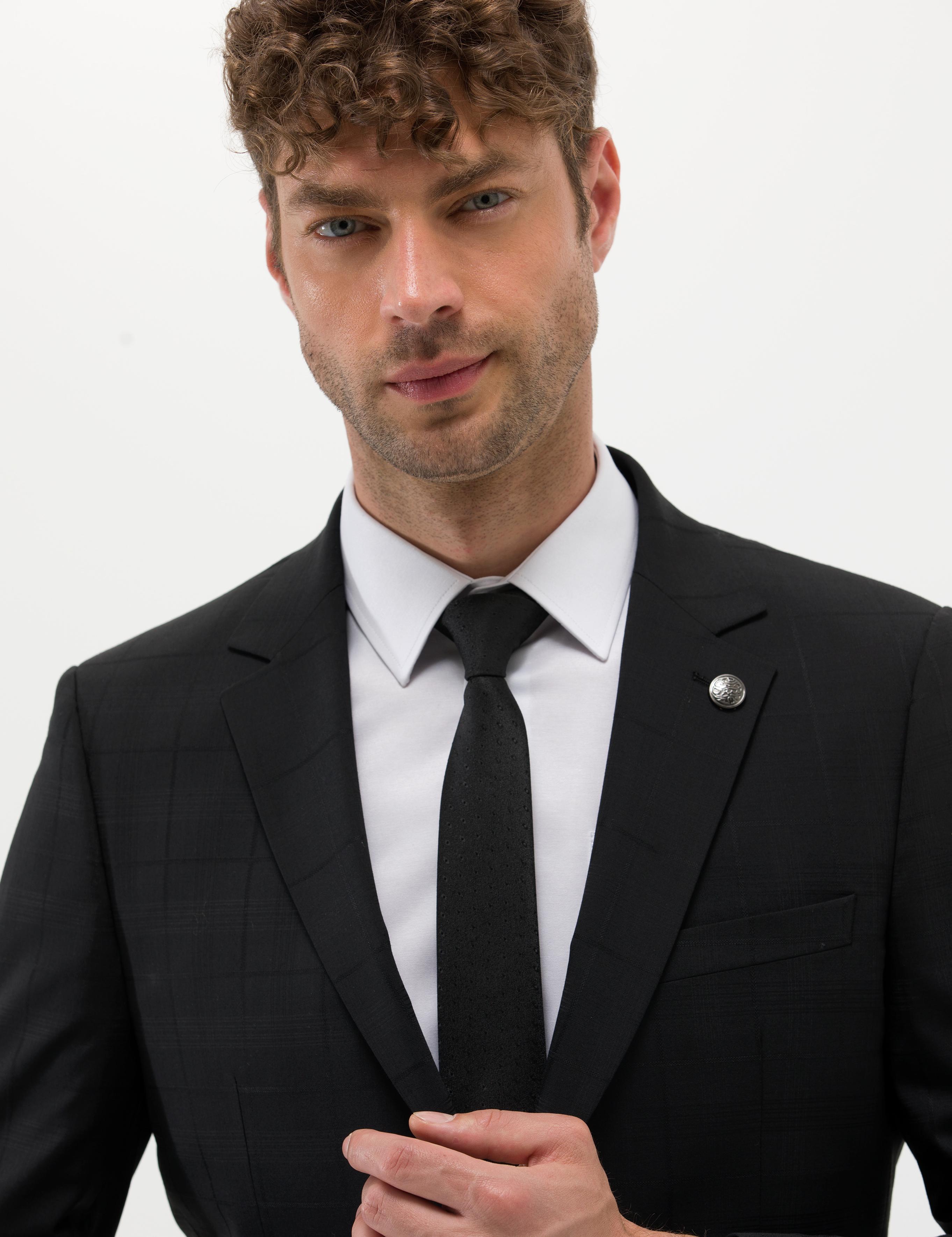 Ekose Ekstra Slim Fit Siyah Takım Elbise