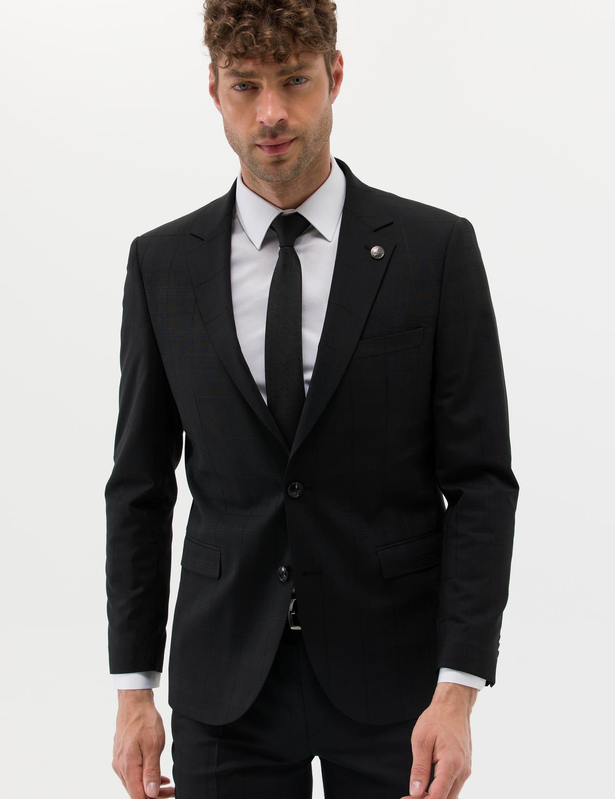 Ekose Ekstra Slim Fit Siyah Takım Elbise - 50264959005