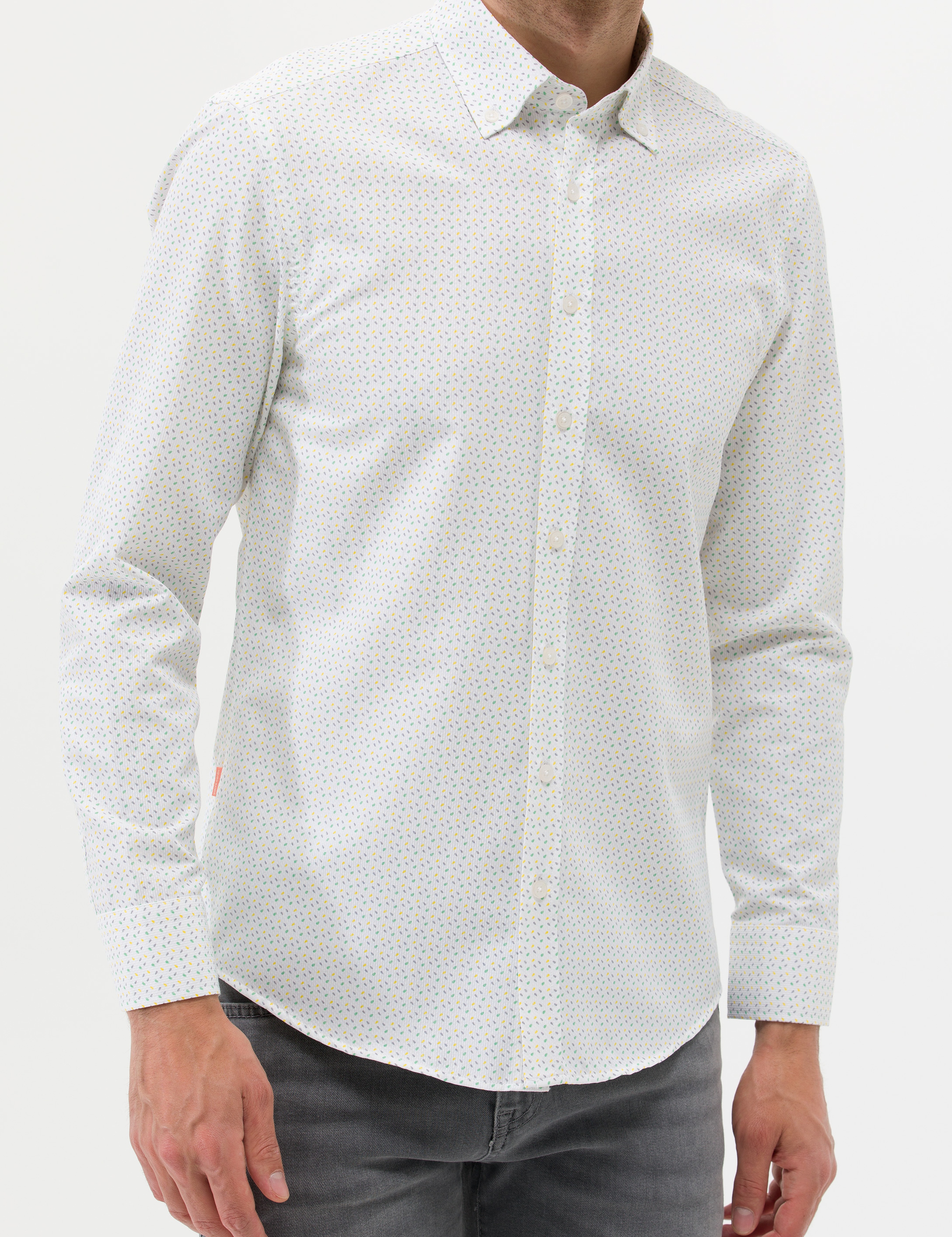 Haki Slim Fit Uzun Kollu Gömlek - Image 6