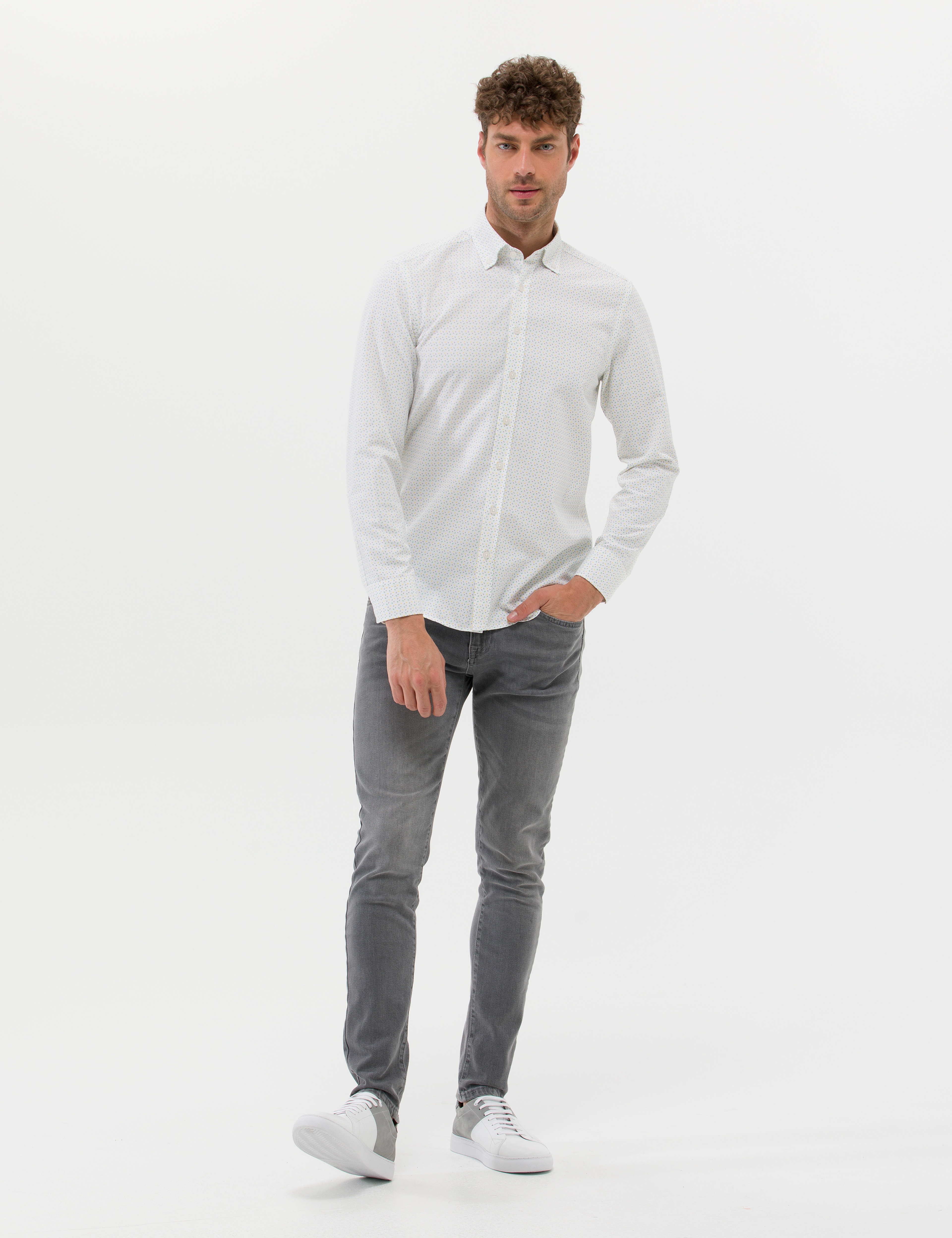 Haki Slim Fit Uzun Kollu Gömlek