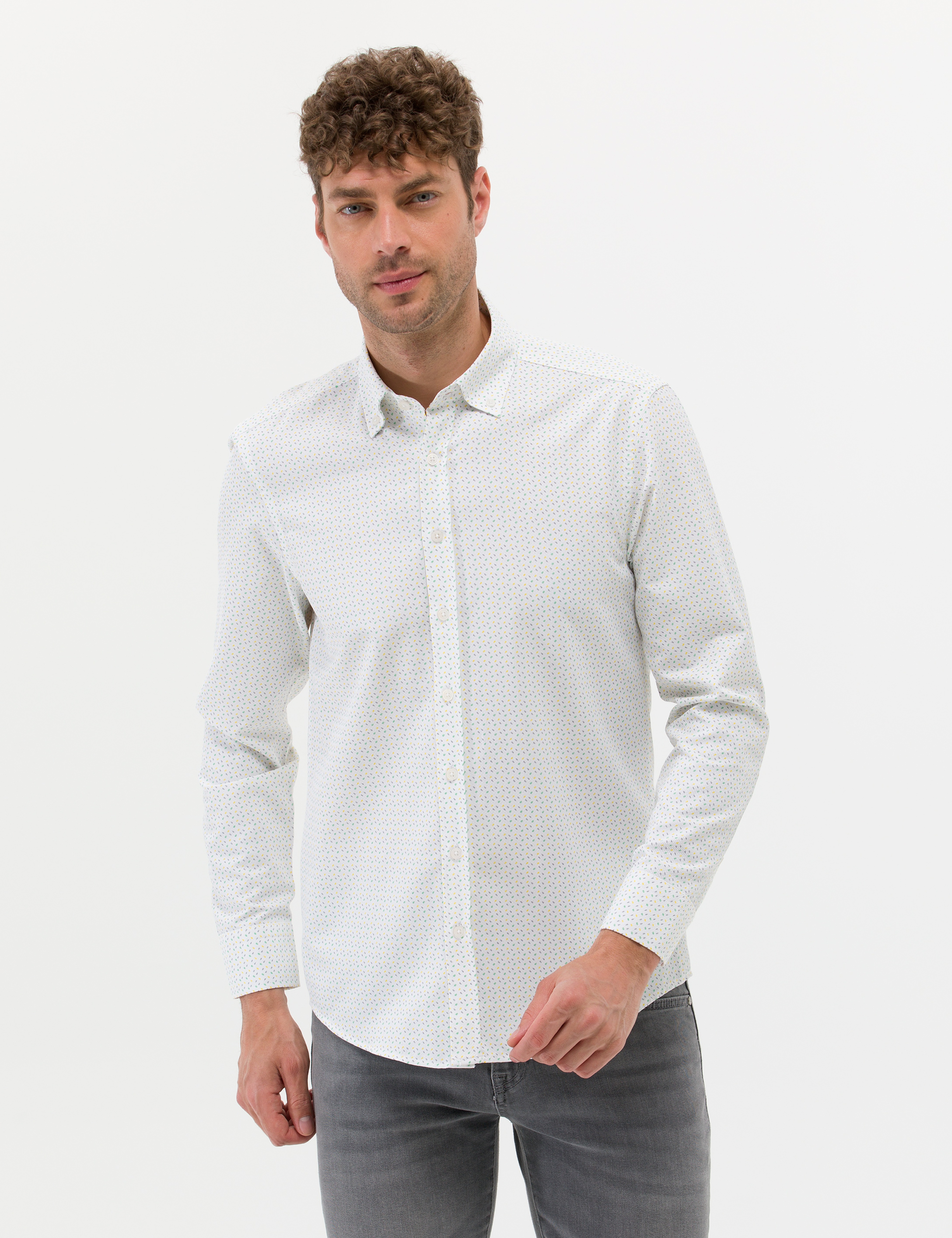 Haki Slim Fit Uzun Kollu Gömlek