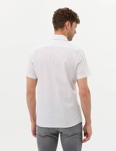 Bej Slim Fit Kısa Kollu Gömlek