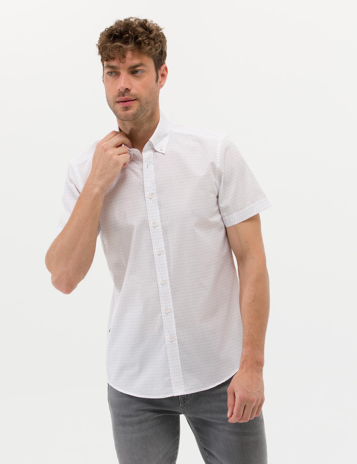 Bej Slim Fit Kısa Kollu Gömlek - 50269431016